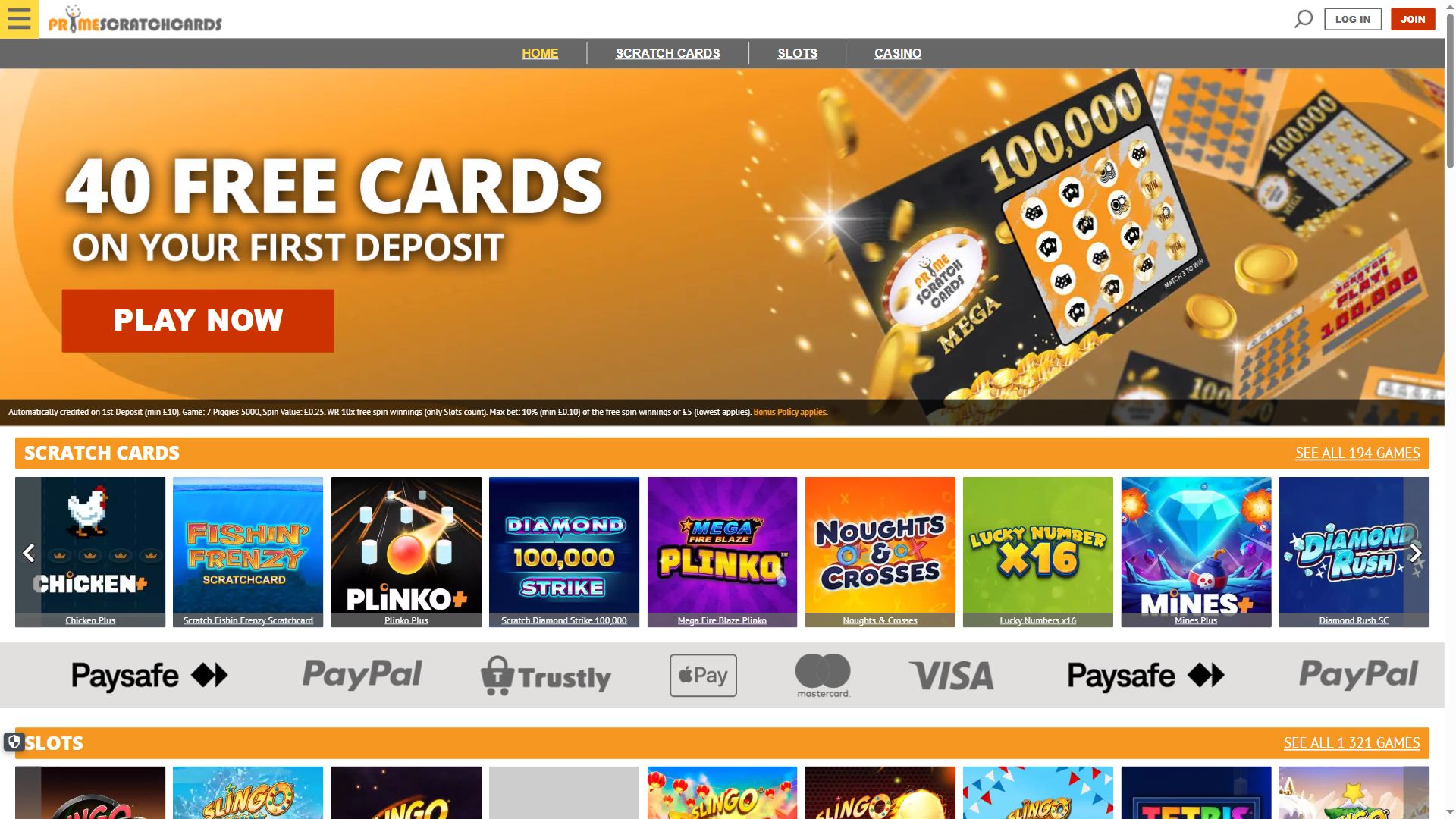 Prime Scratch Cards — Homepage (Desktop)