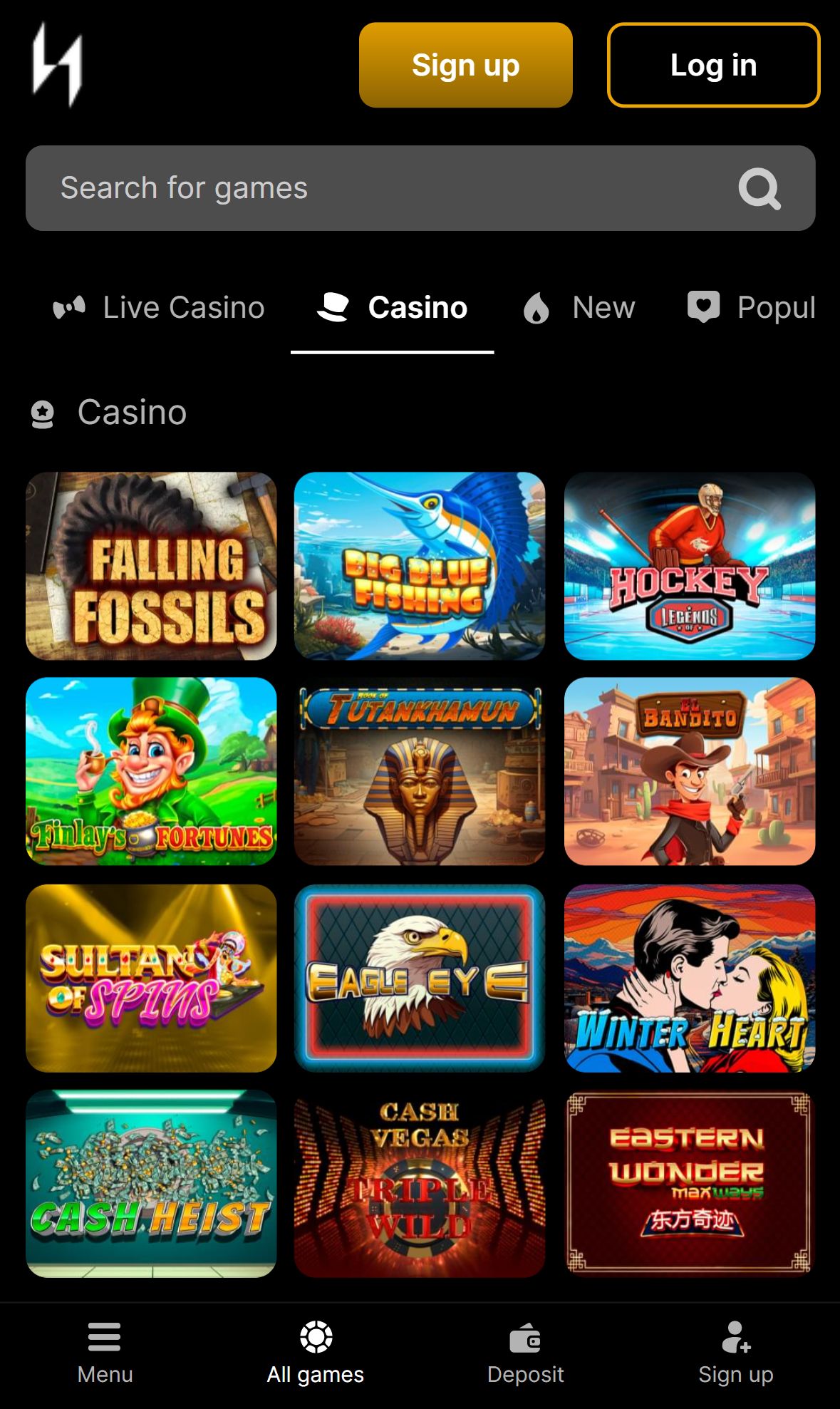 Pro11Casino — Lobby (Mobile)