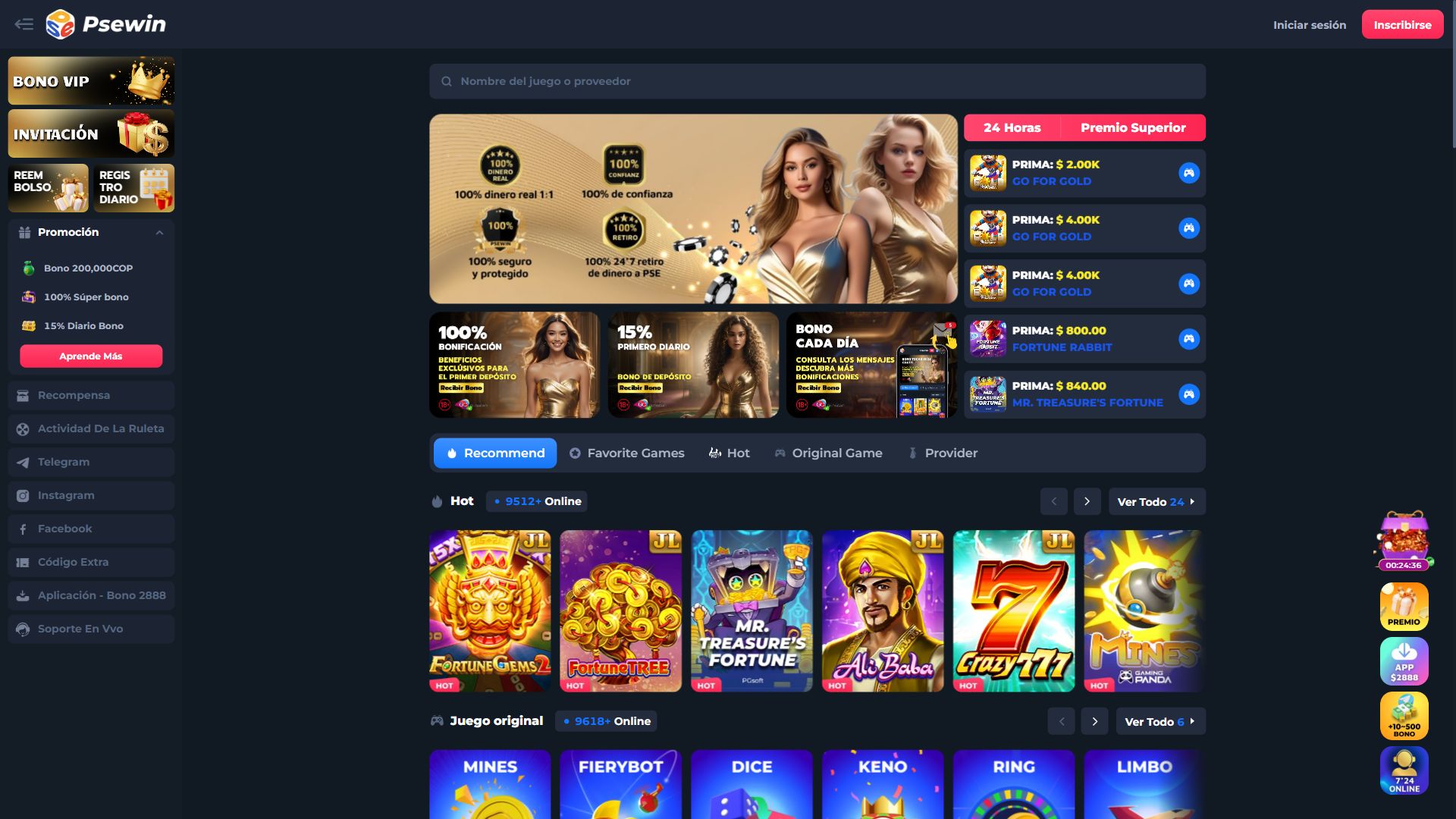 Psewin — Homepage (Desktop)