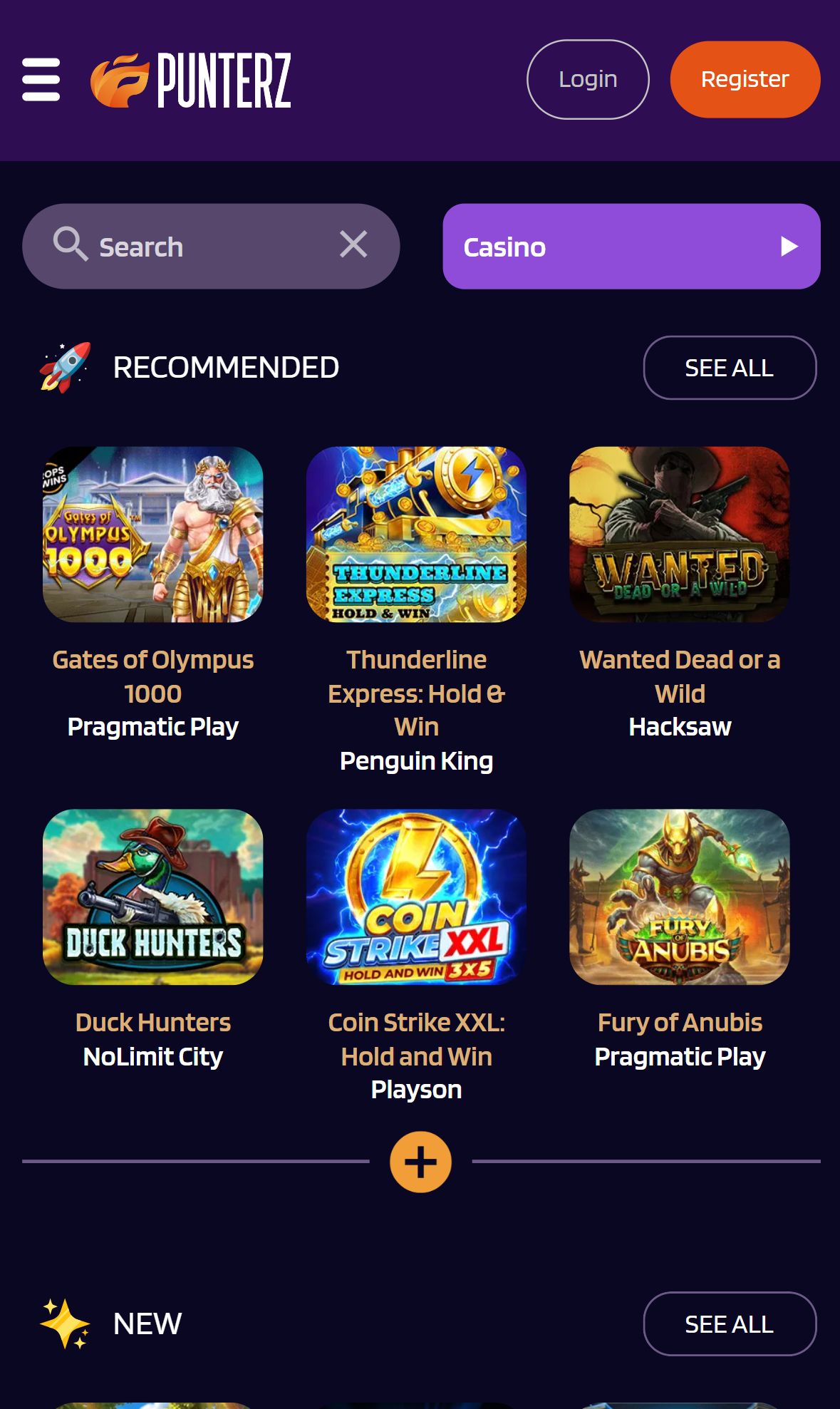 Punterz — Lobby (Mobile)