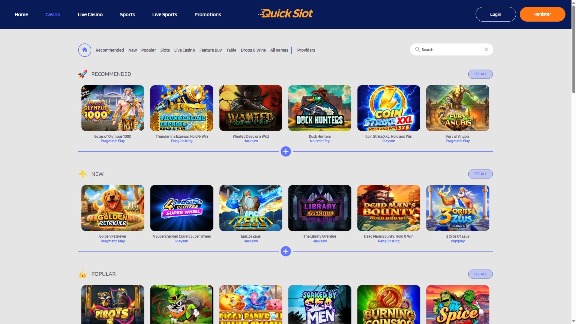 Quickslot — Lobby (Desktop)