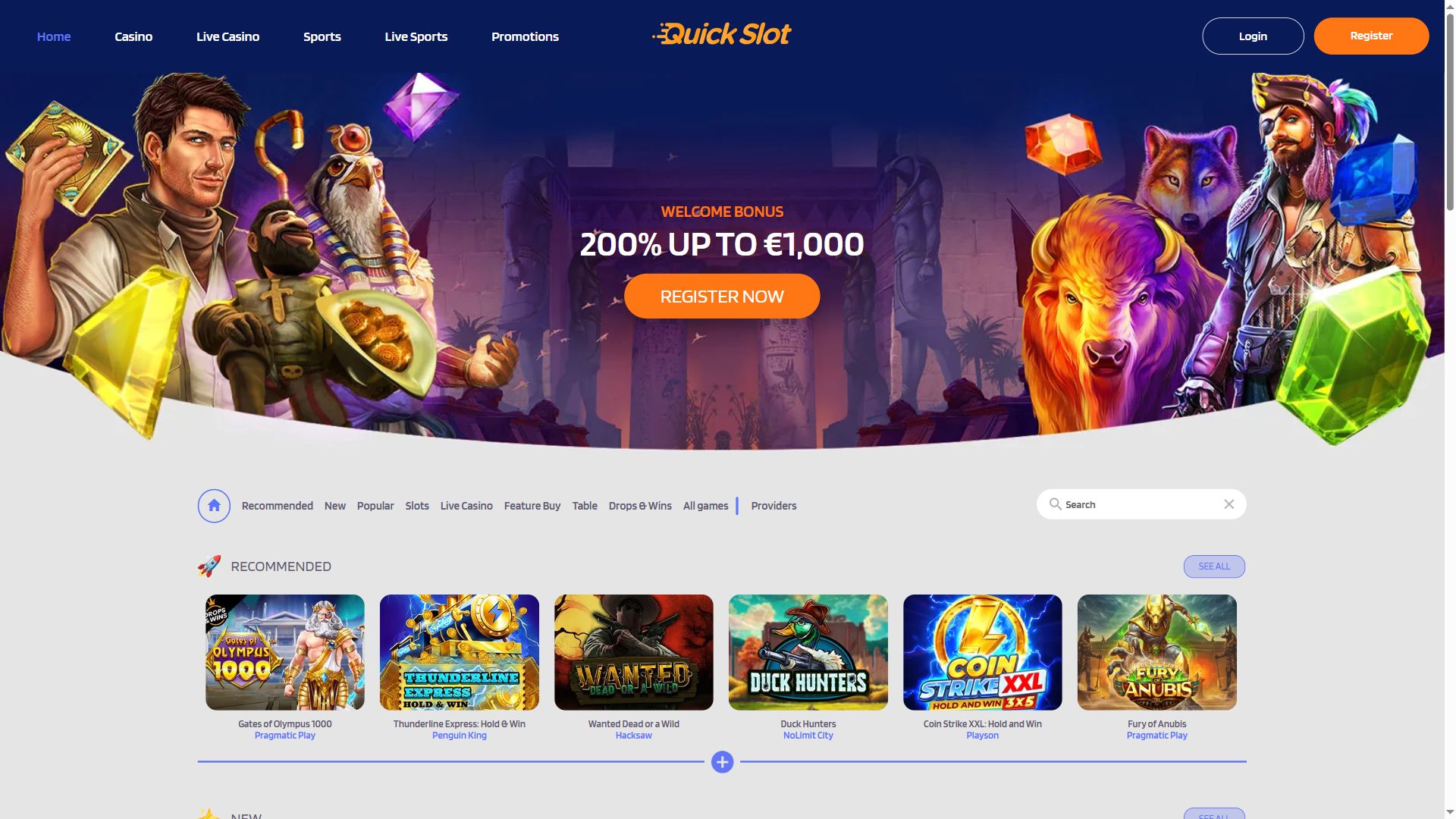 Quickslot — Homepage (Desktop)