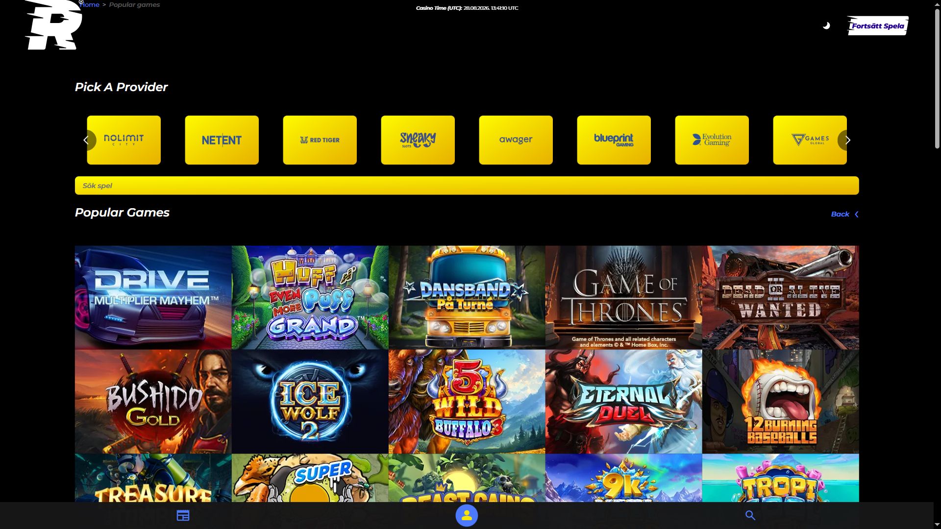 Race Casino — Lobby (Desktop)