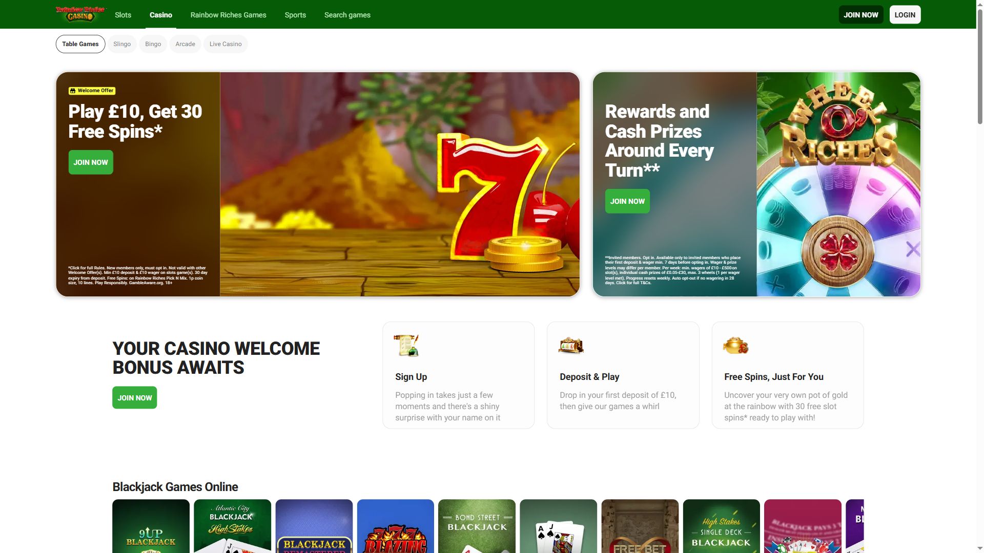 Rainbow Riches Bingo — Lobby (Desktop)