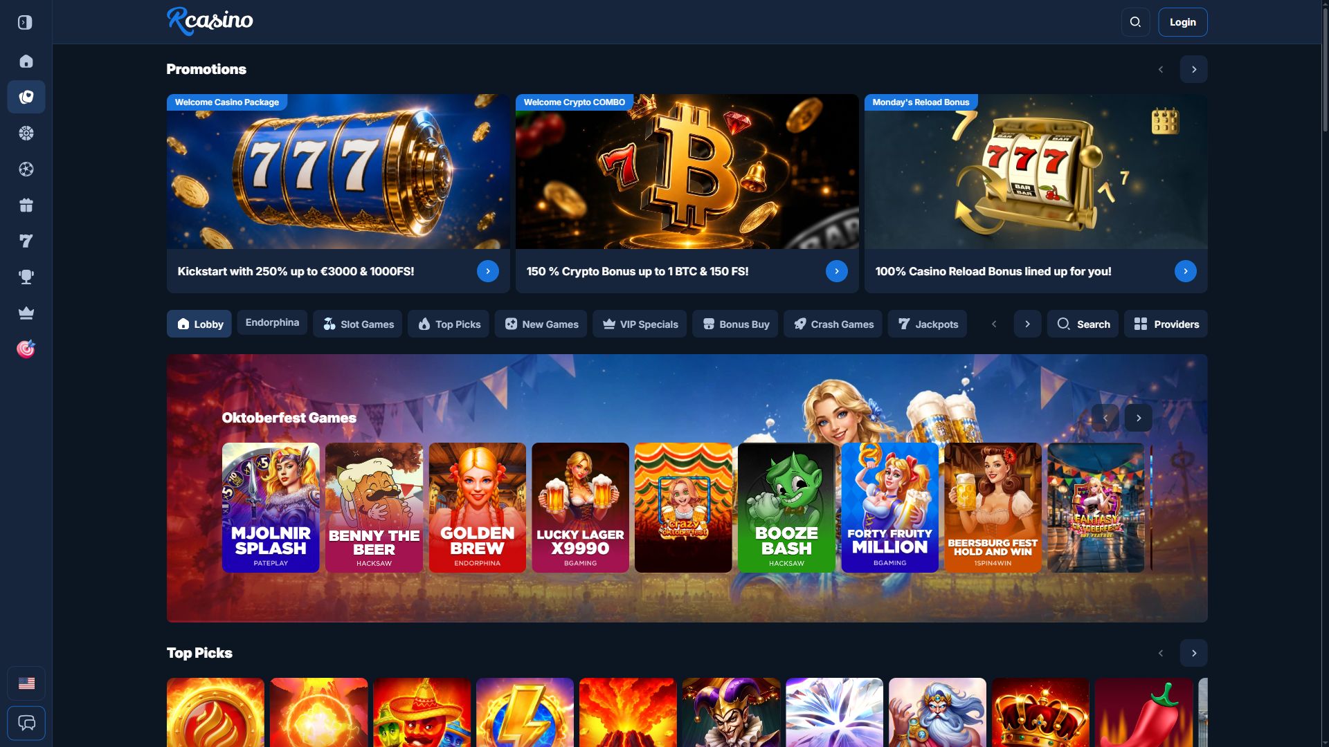 RCasino — Lobby (Desktop)