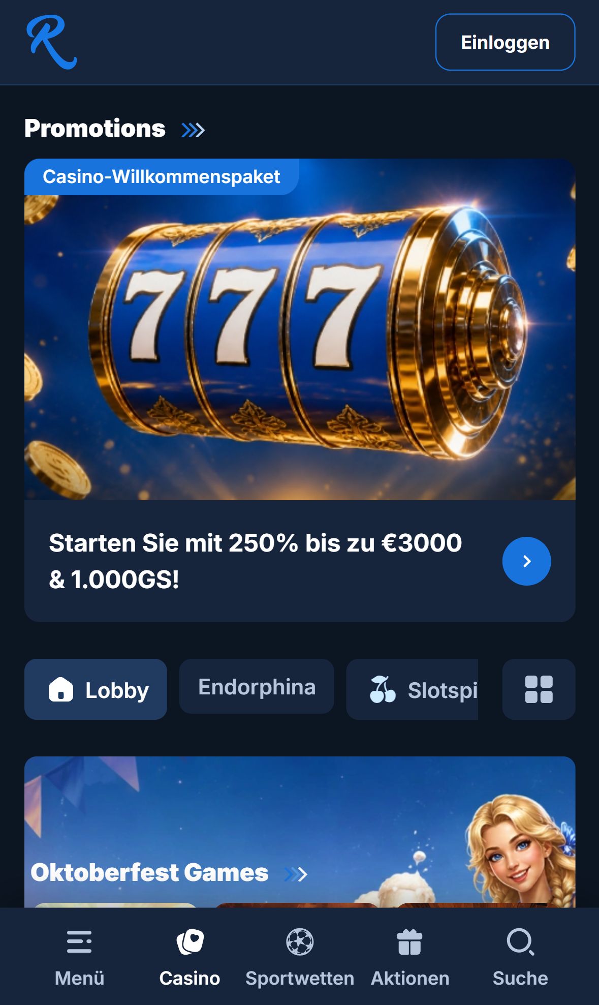 RCasino — Lobby (Mobil)
