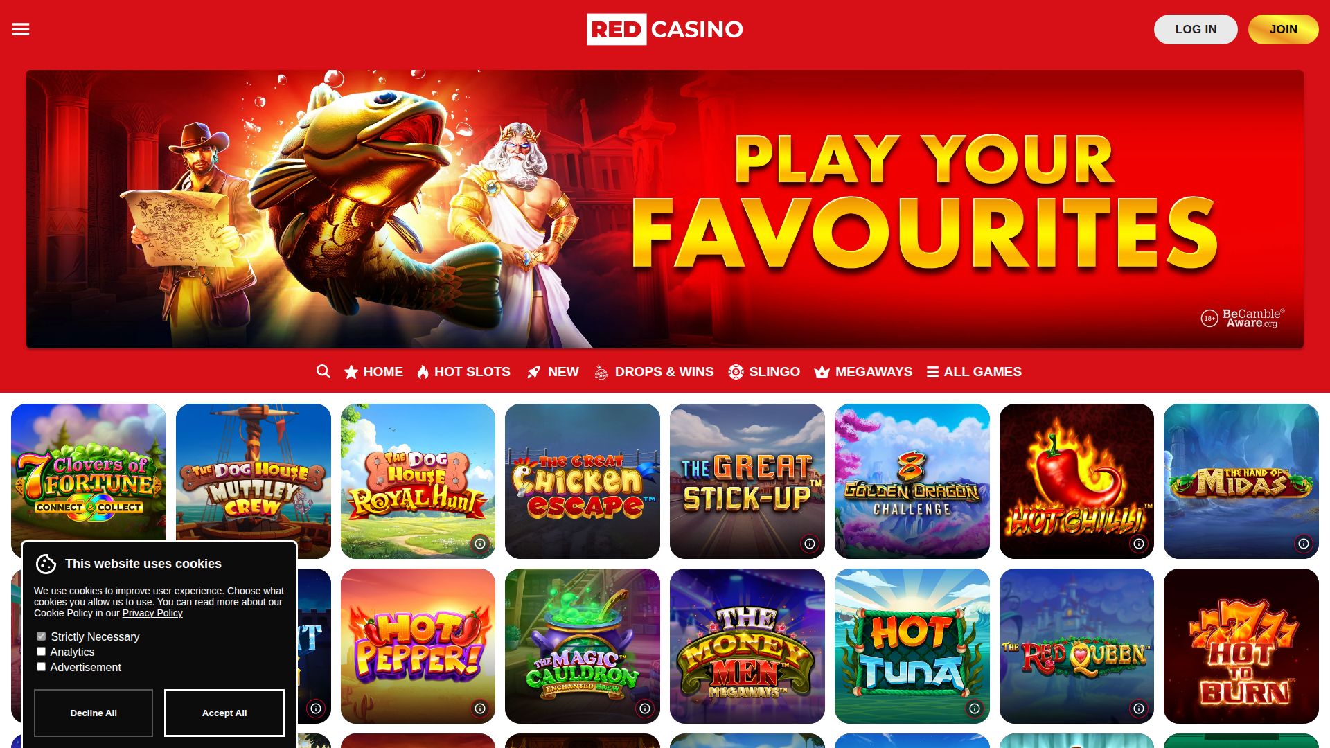 Red Casino — Lobby (Desktop)