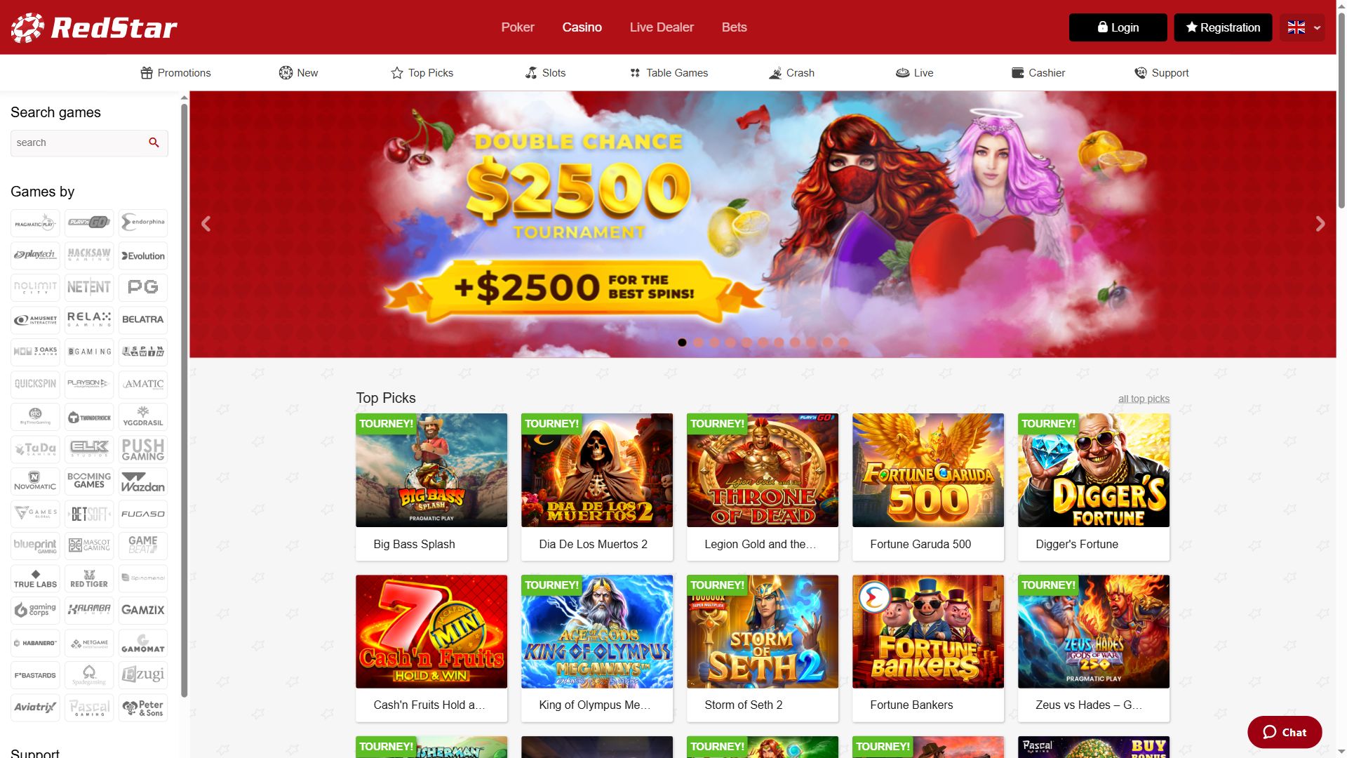 Redstarcasino — Homepage (Desktop)