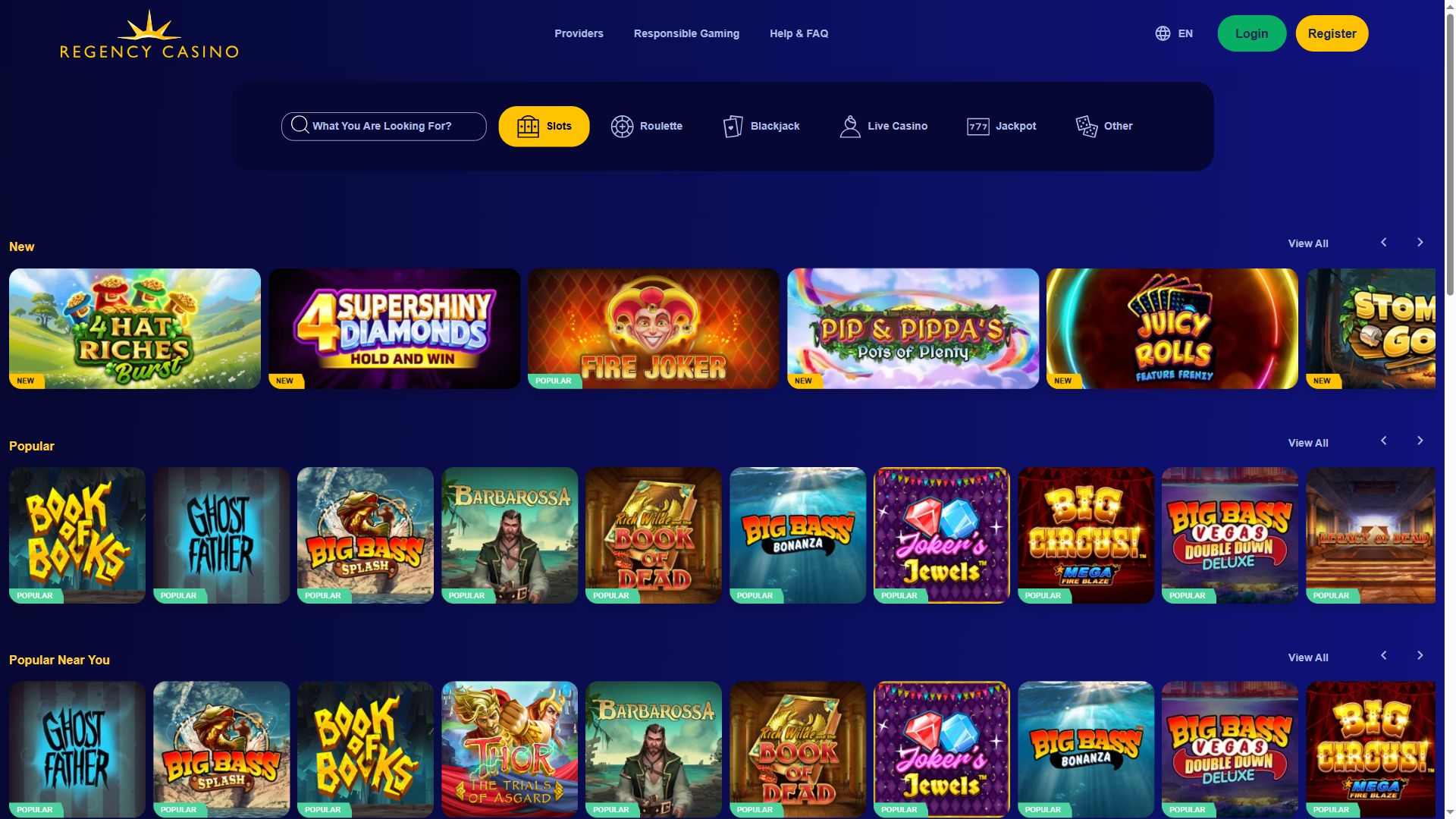 Regency Casino — Lobby (Desktop)