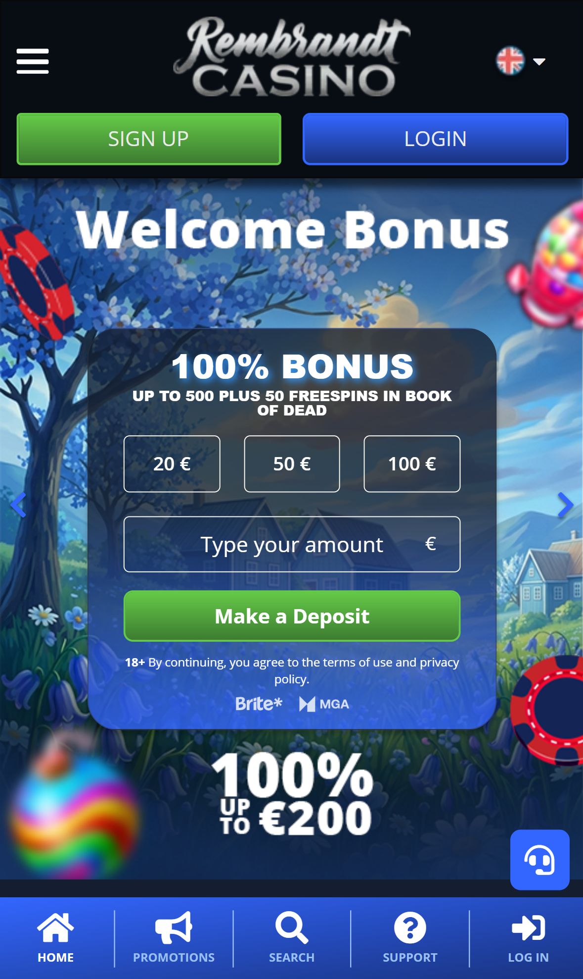 Rembrandt Casino — Homepage (Mobile)