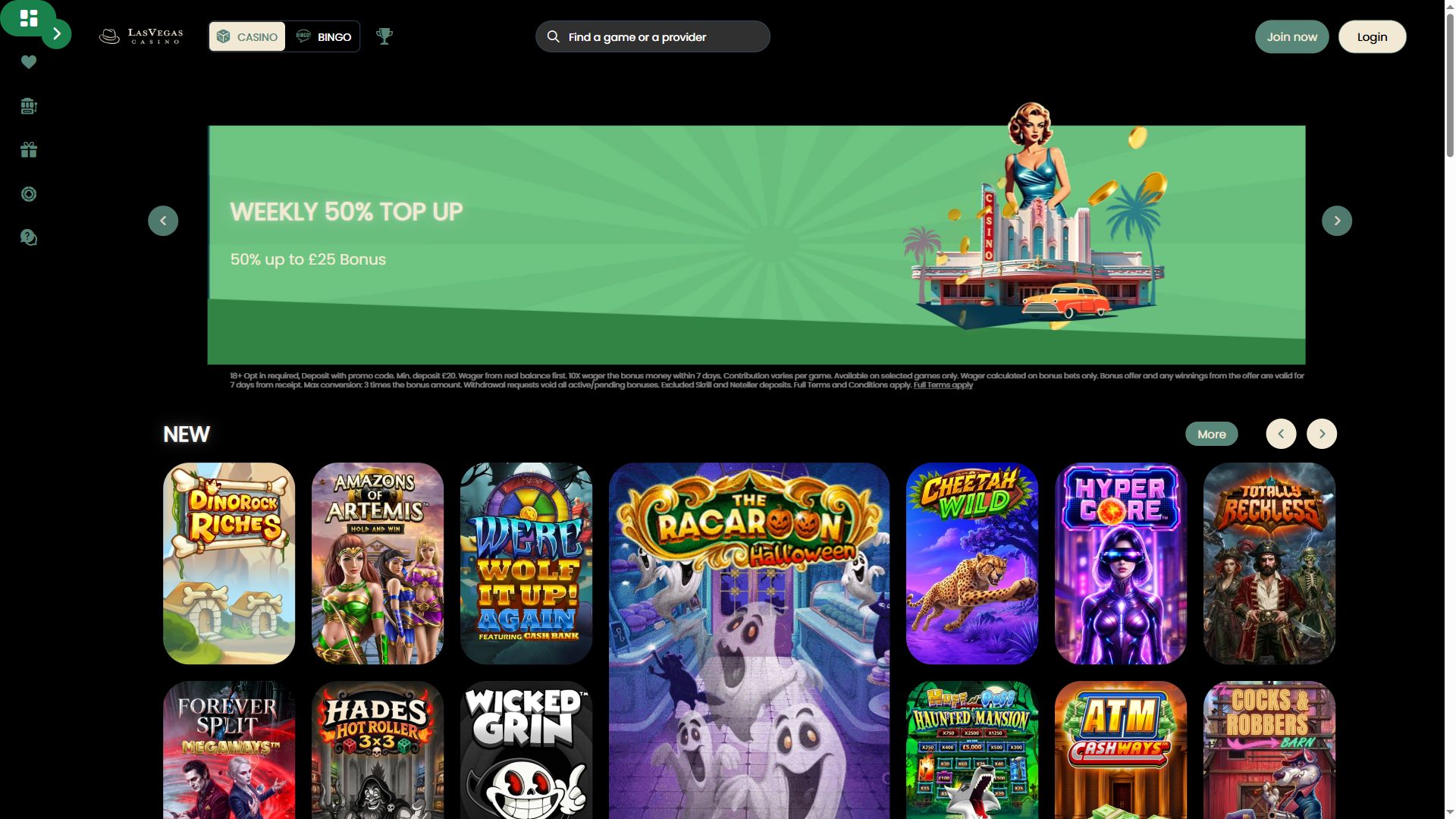 LasVegas Casino — Homepage (Desktop)