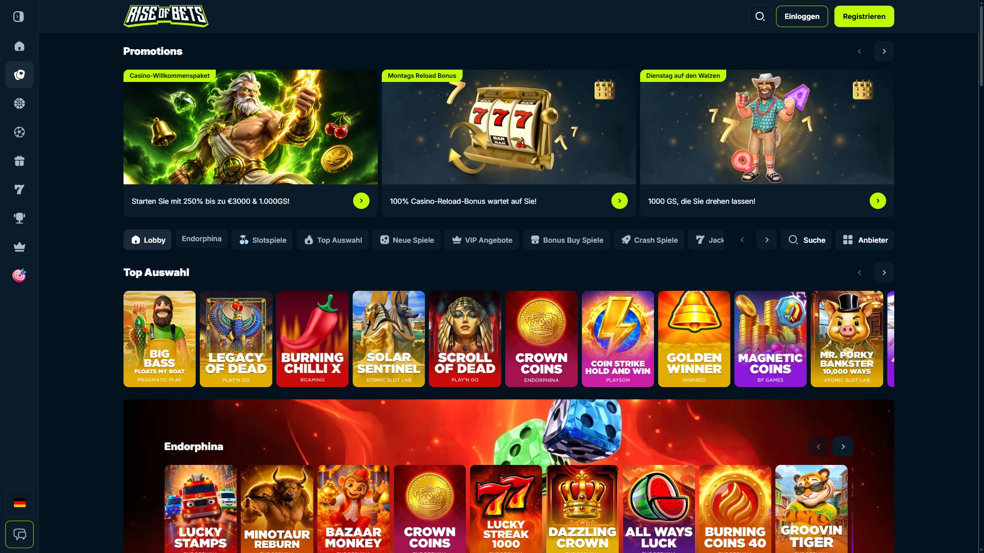 Rise of Bets — Lobby (Desktop)