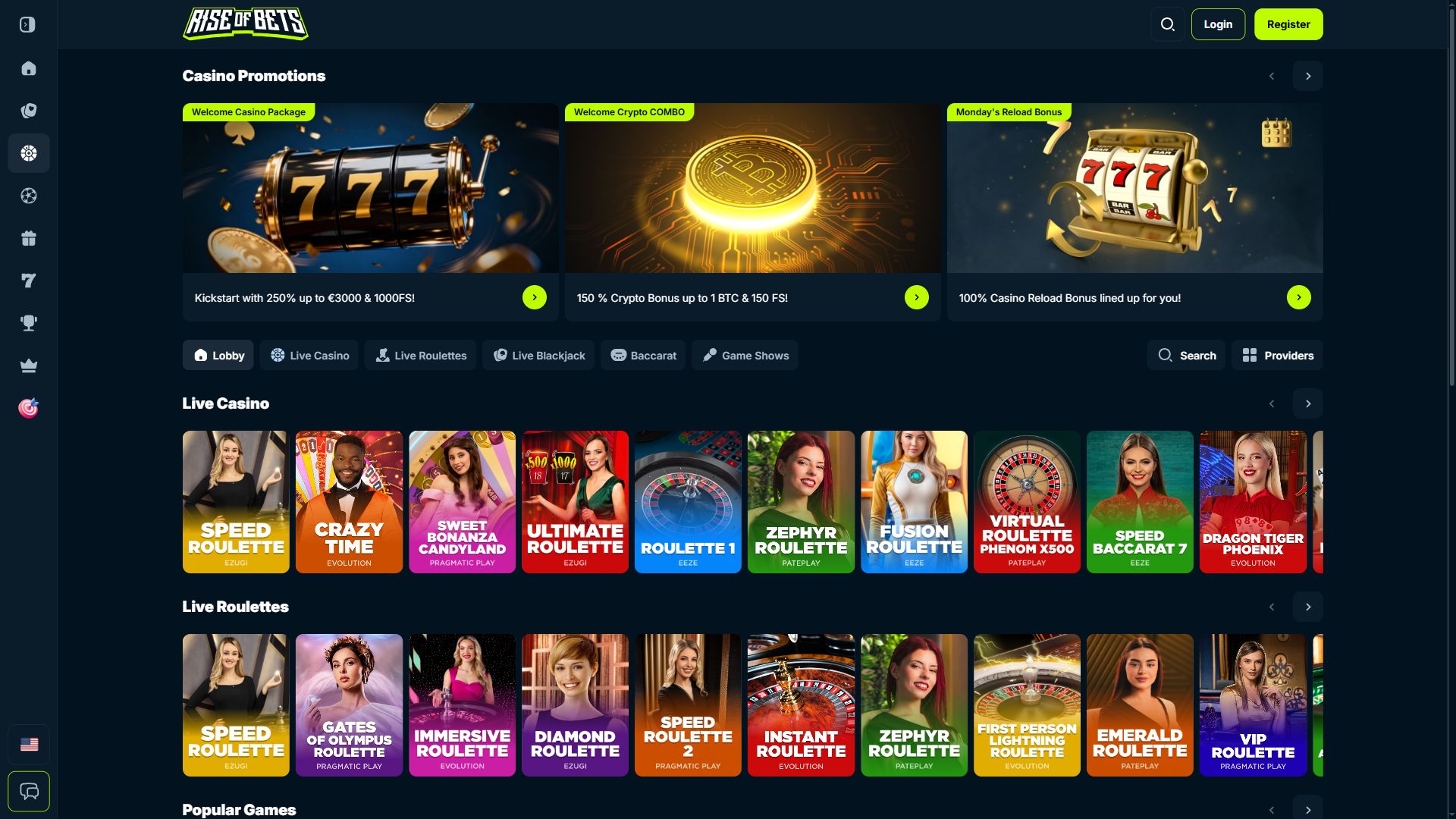 Rise of Bets — Lobby (Desktop)