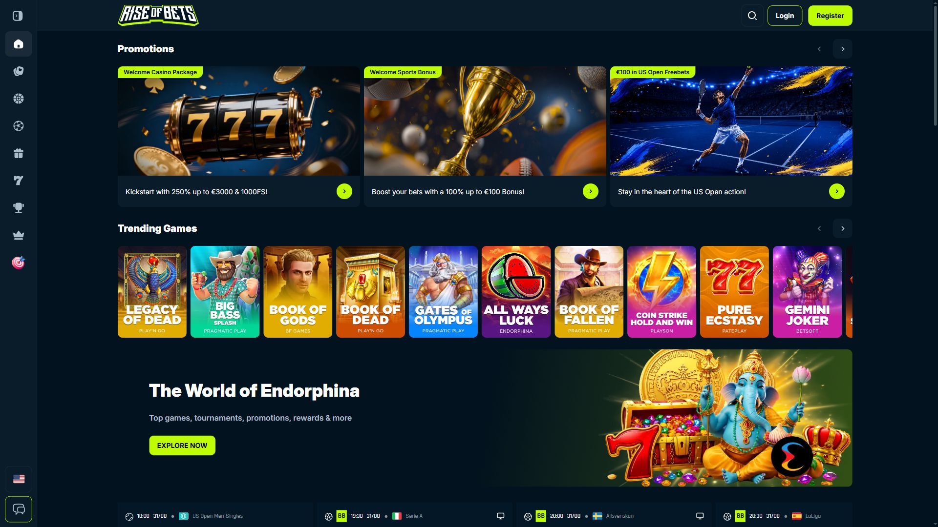 Rise of Bets — Homepage (Desktop)