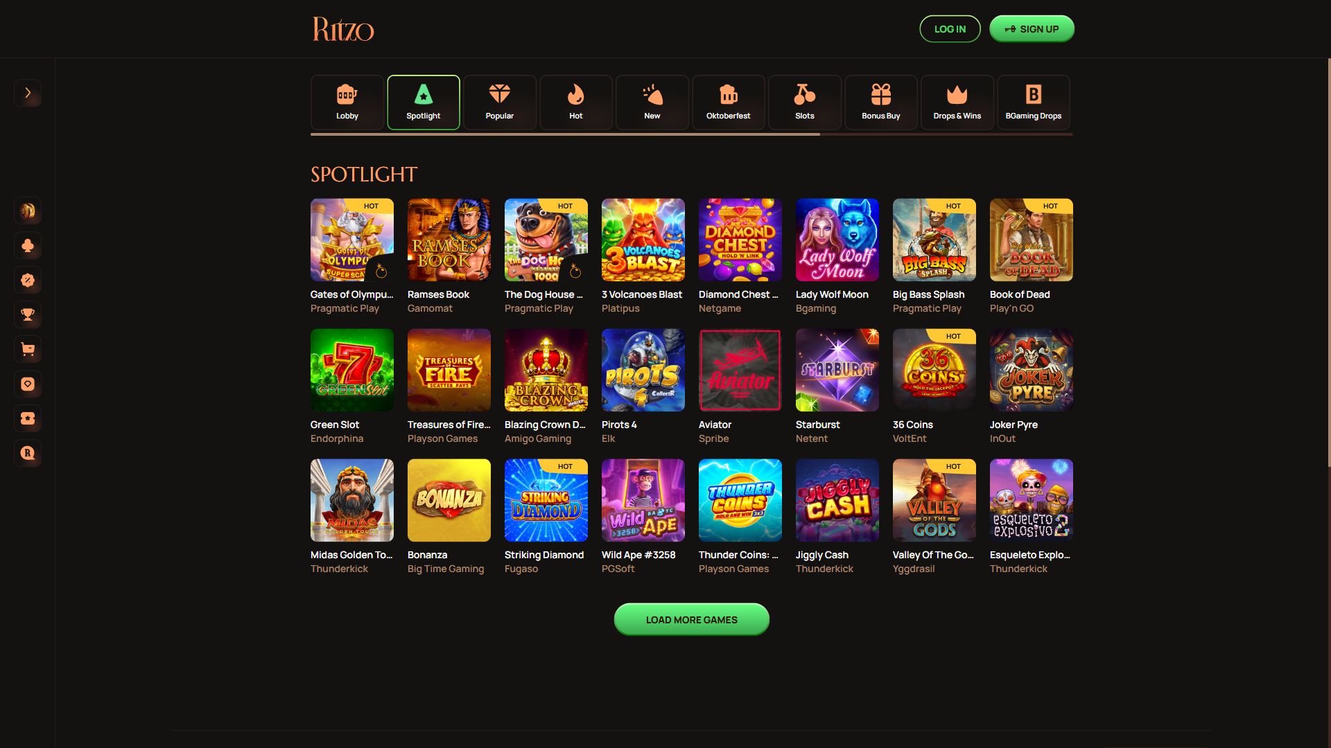 Ritzo — Lobby (Desktop)