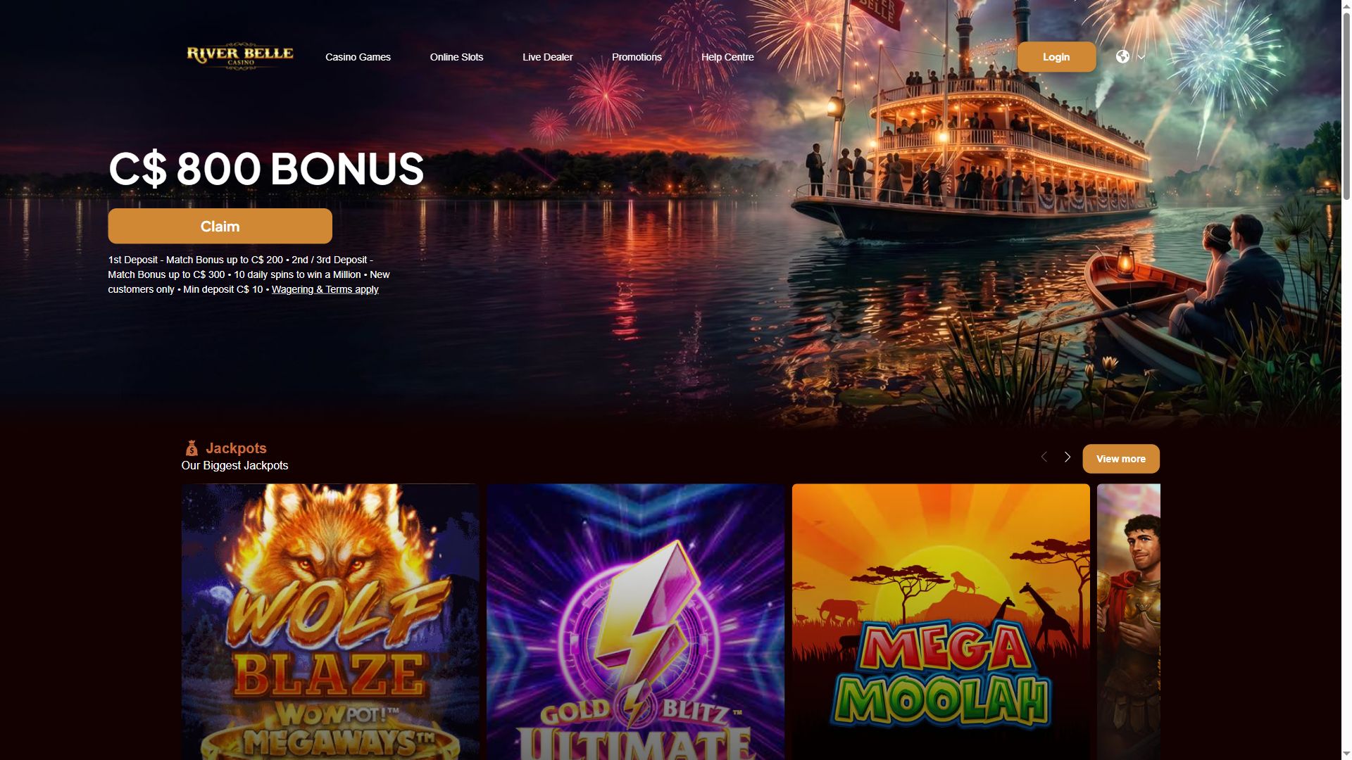 River Belle Casino — Homepage (Desktop)