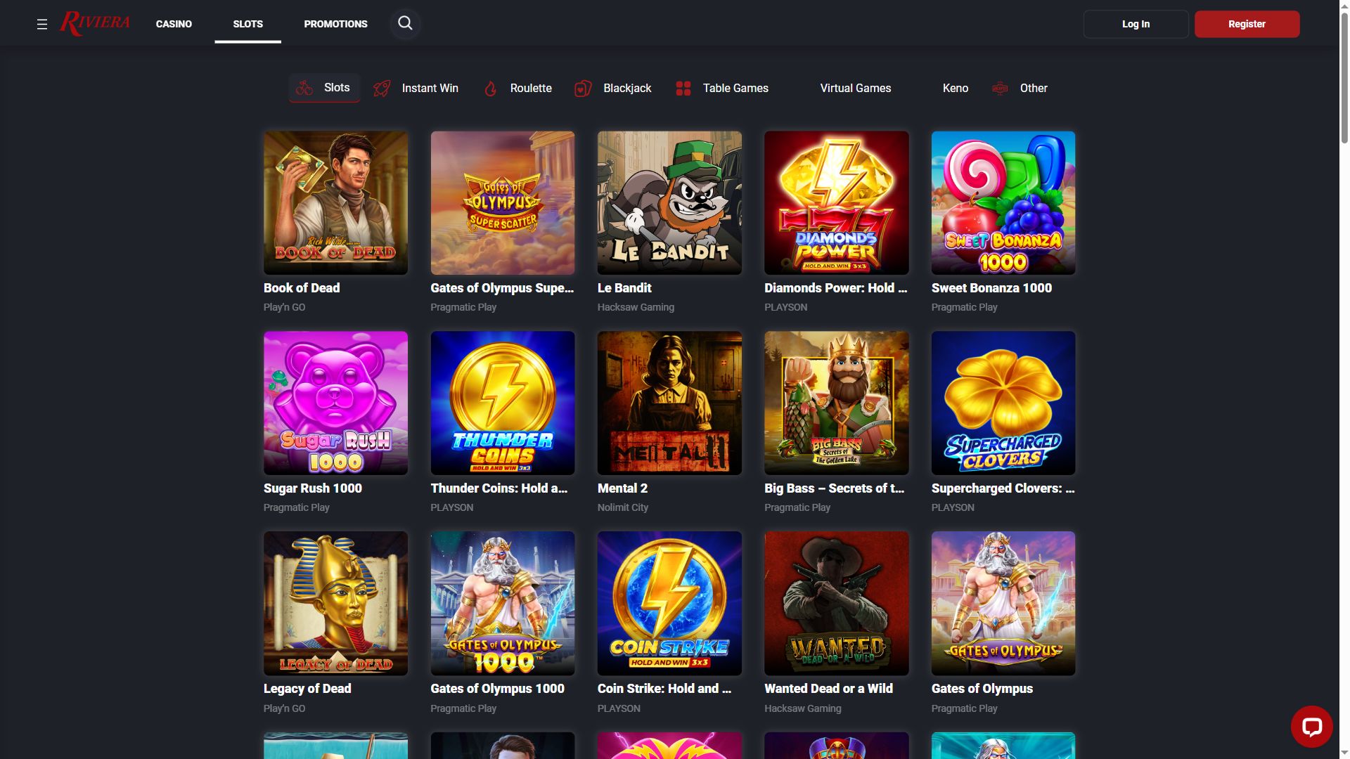 Riviera Casino — Lobby (Desktop)