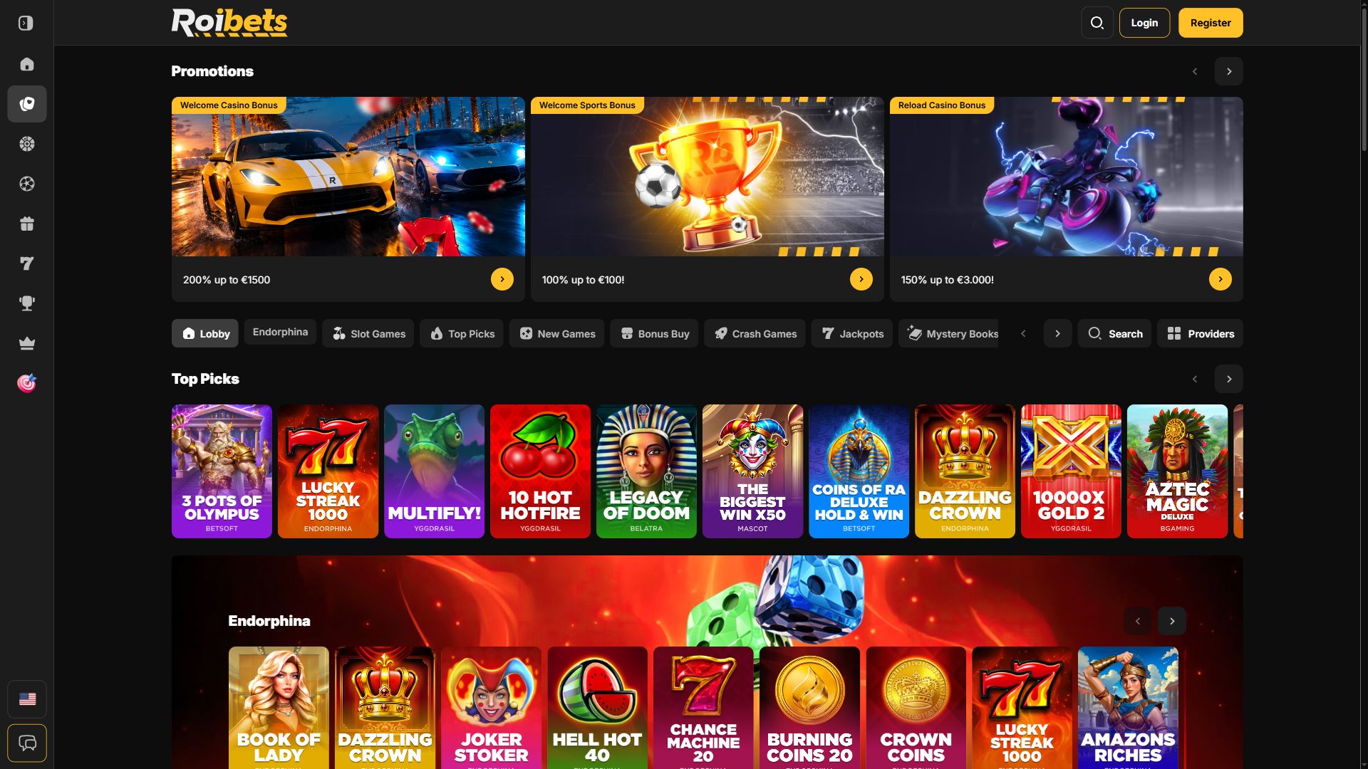 Roibets — Lobby (Desktop)