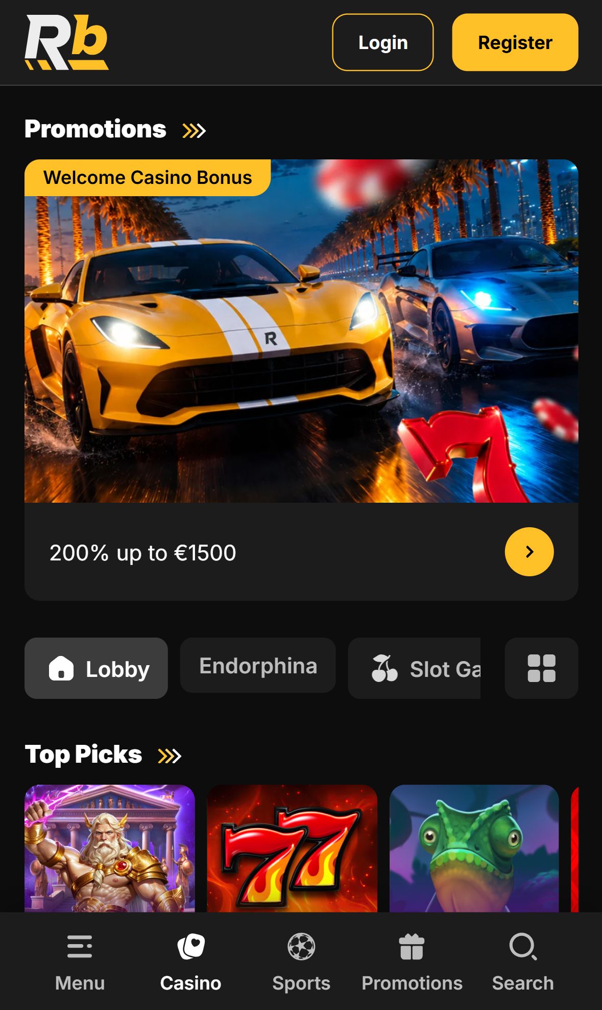 Roibets — Lobby (Mobile)