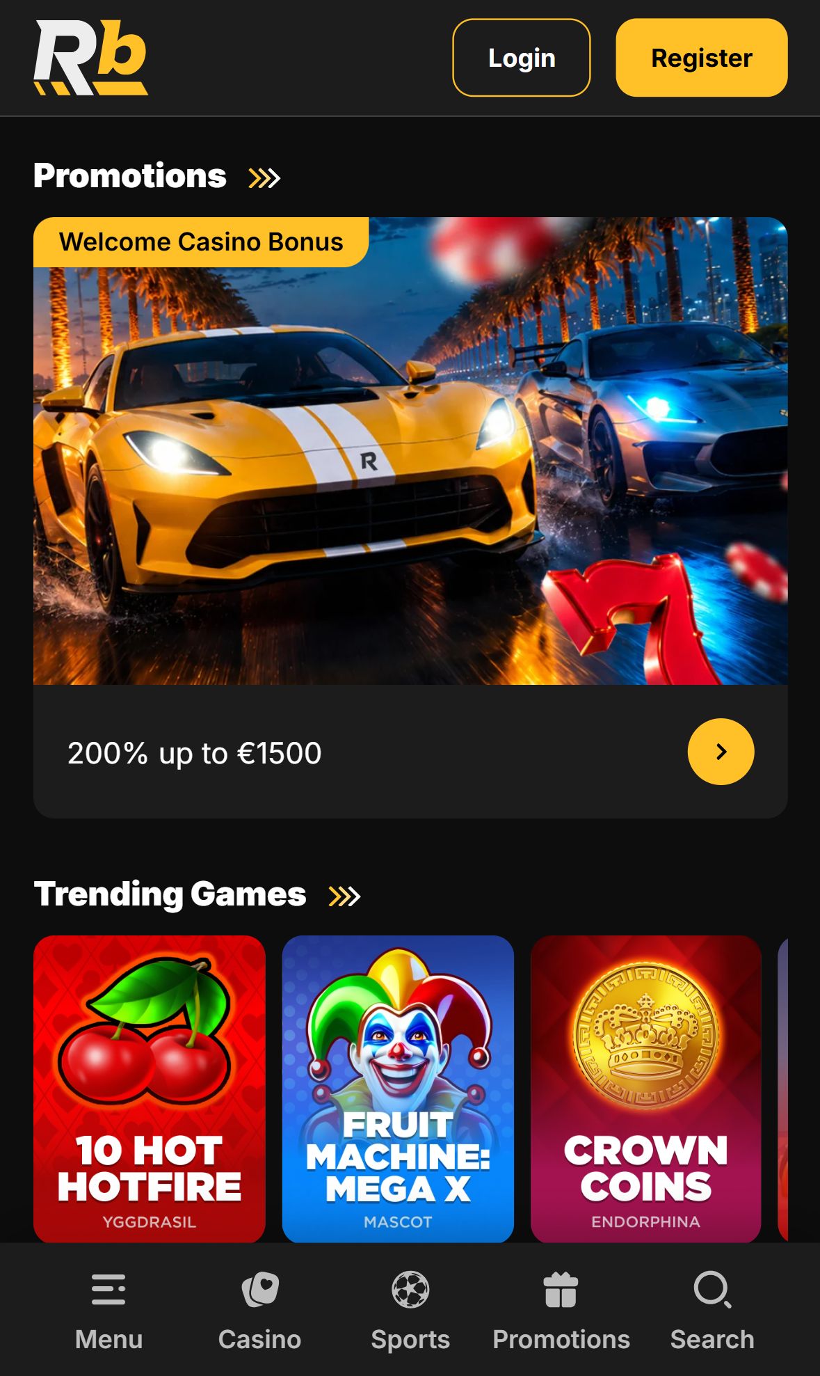 Roibets — Homepage (Mobile)