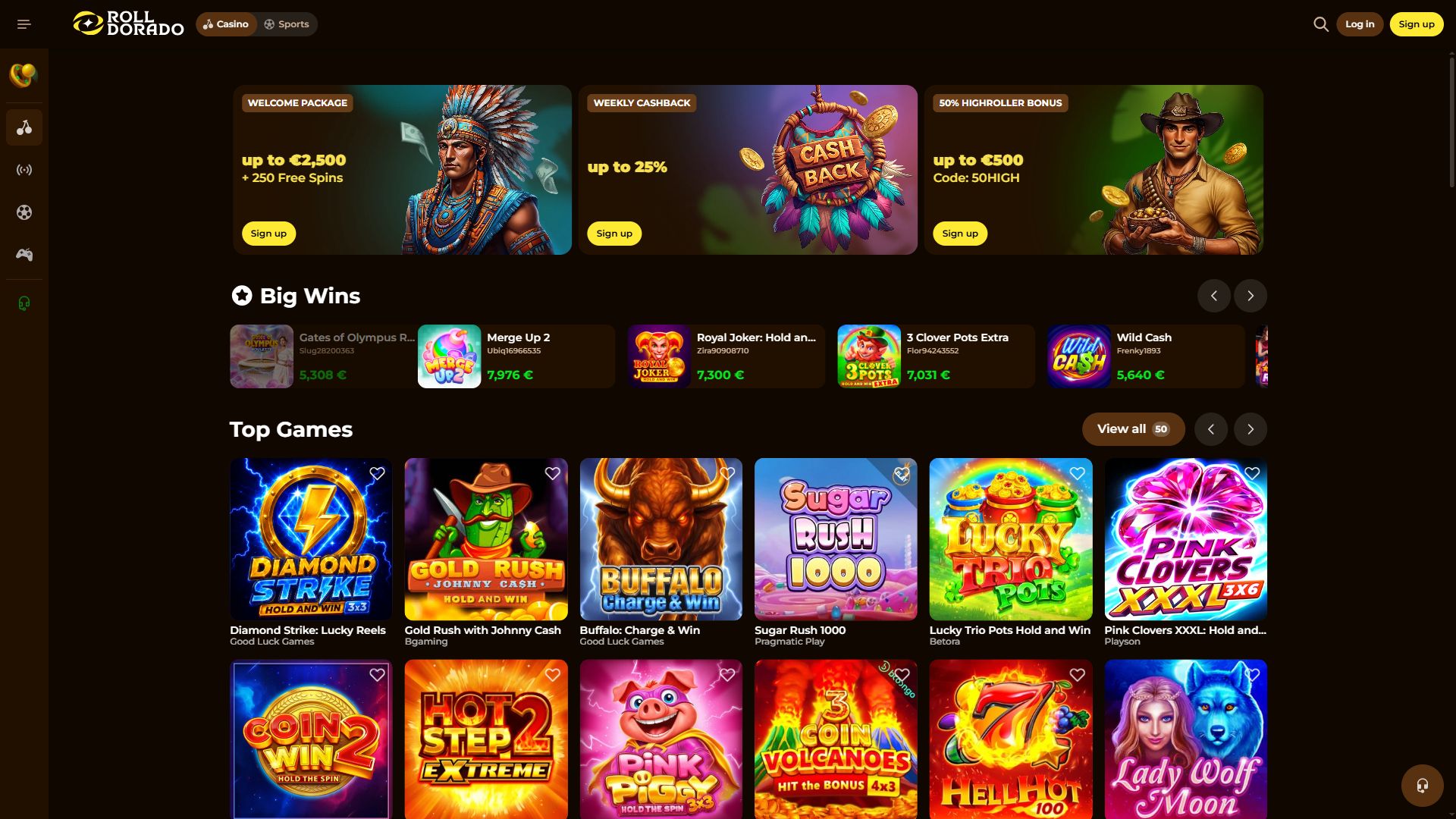 Rolldorado — Homepage (Desktop)