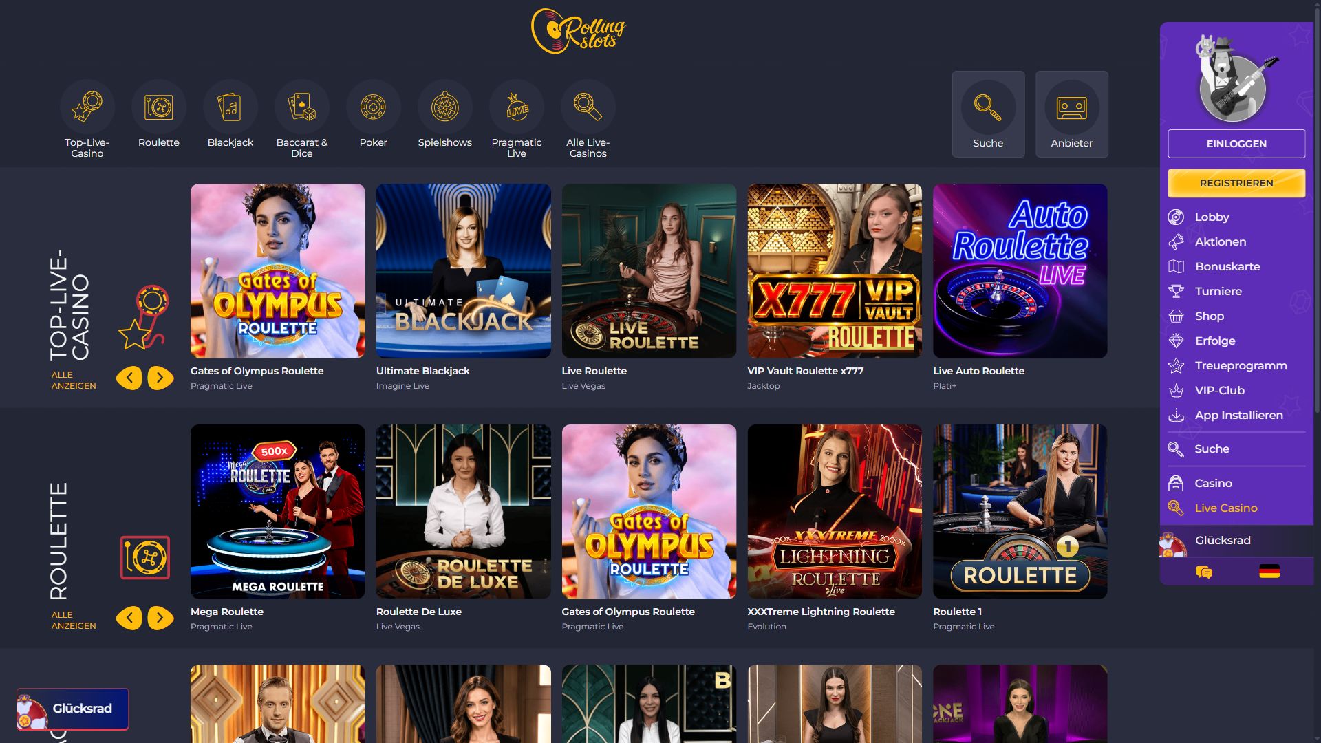 Rolling Slots — Lobby (Desktop)