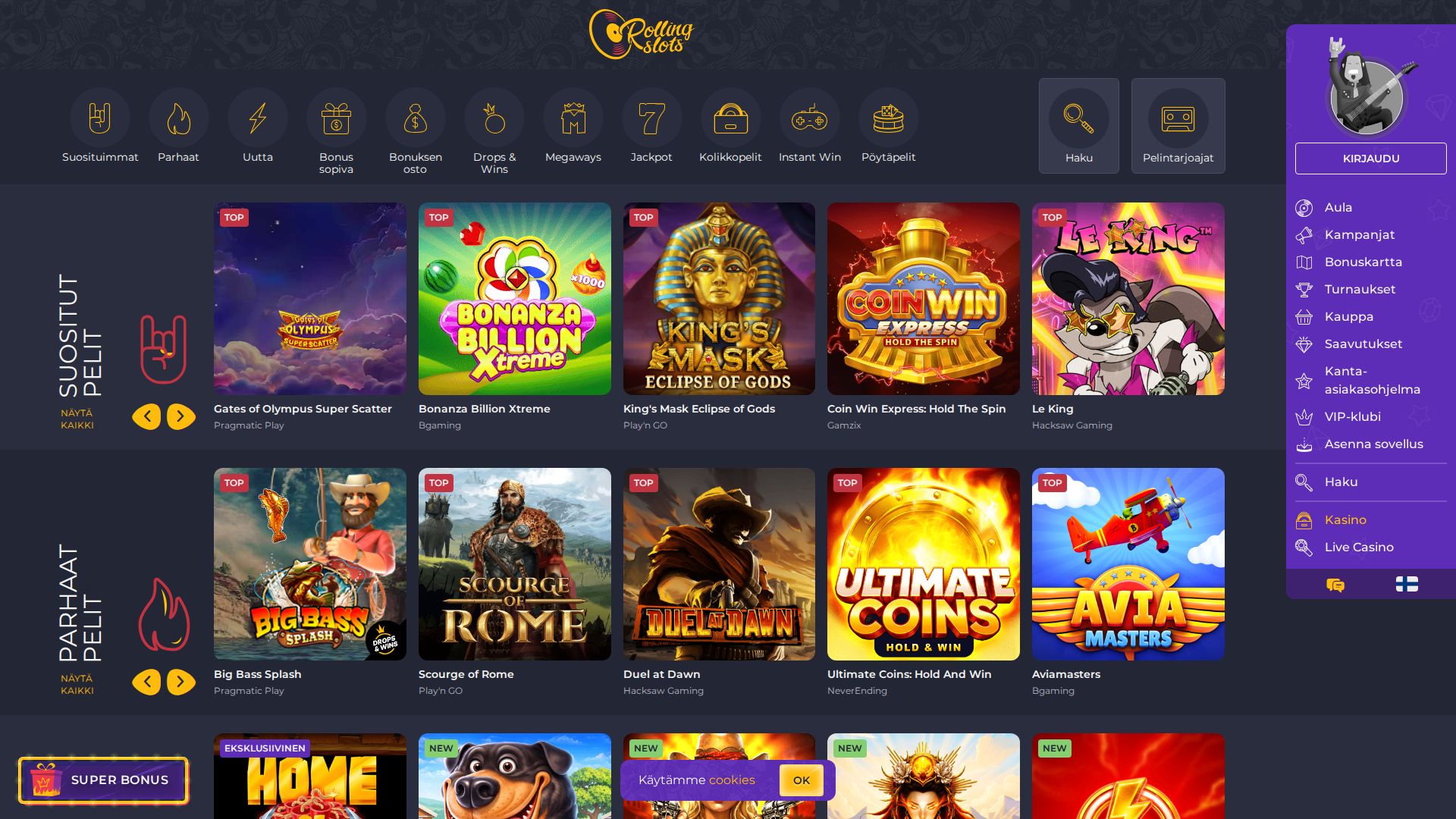 Rolling Slots — Lobby (Desktop)