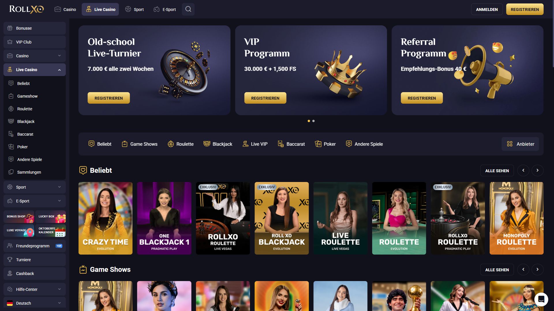 Rollxo — Lobby (Desktop)