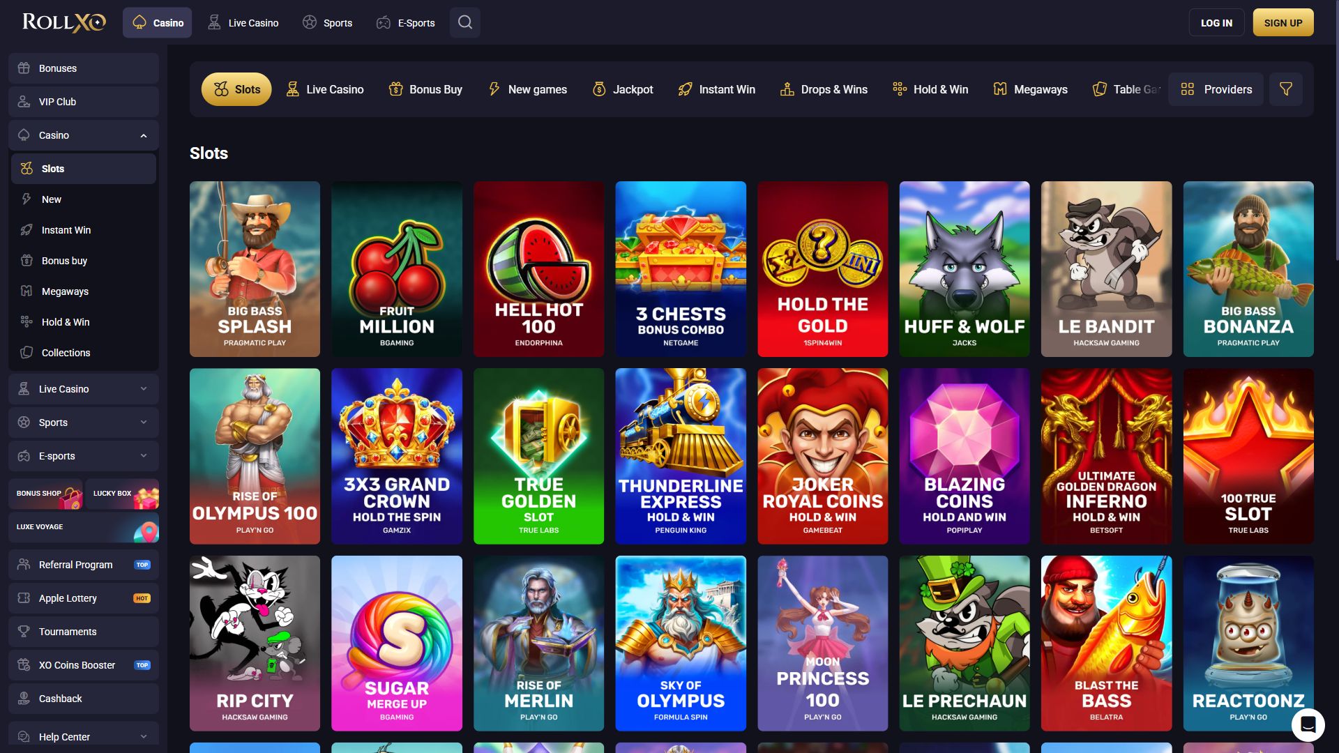 Rollxo — Lobby (Desktop)