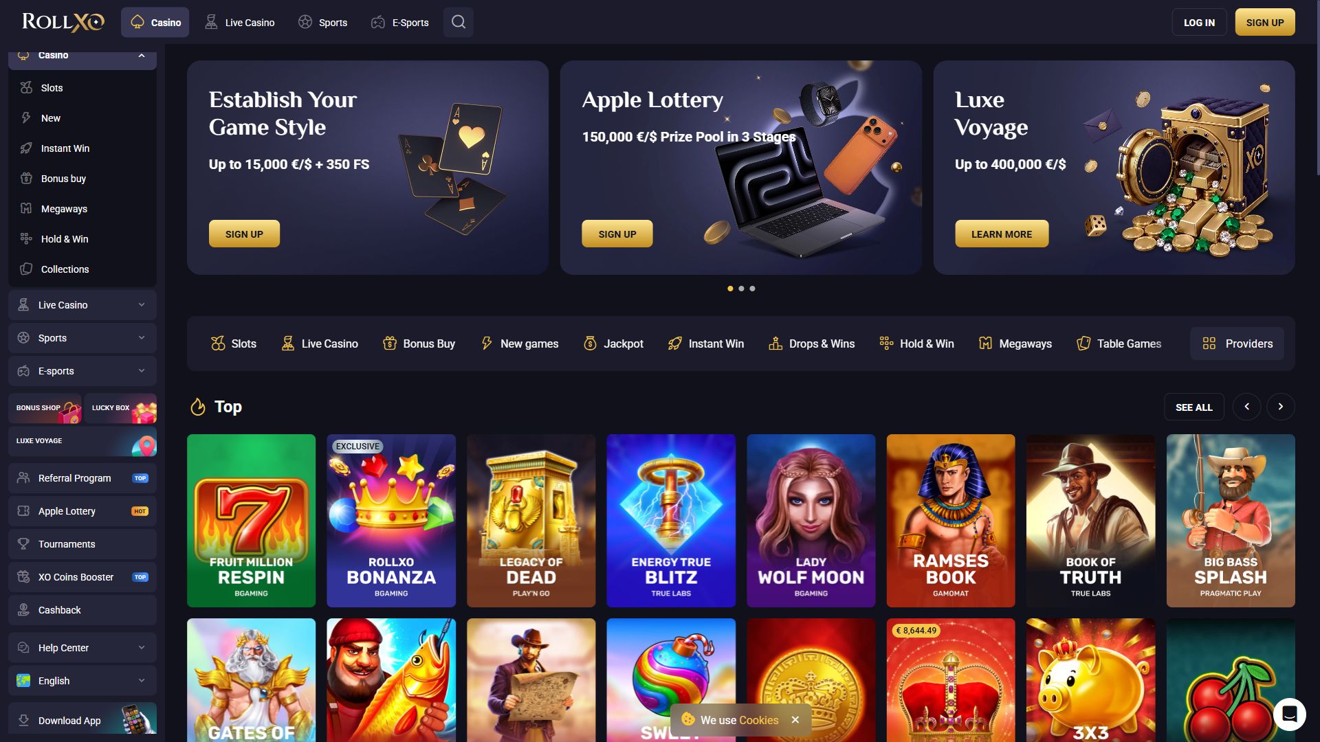 Rollxo — Homepage (Desktop)