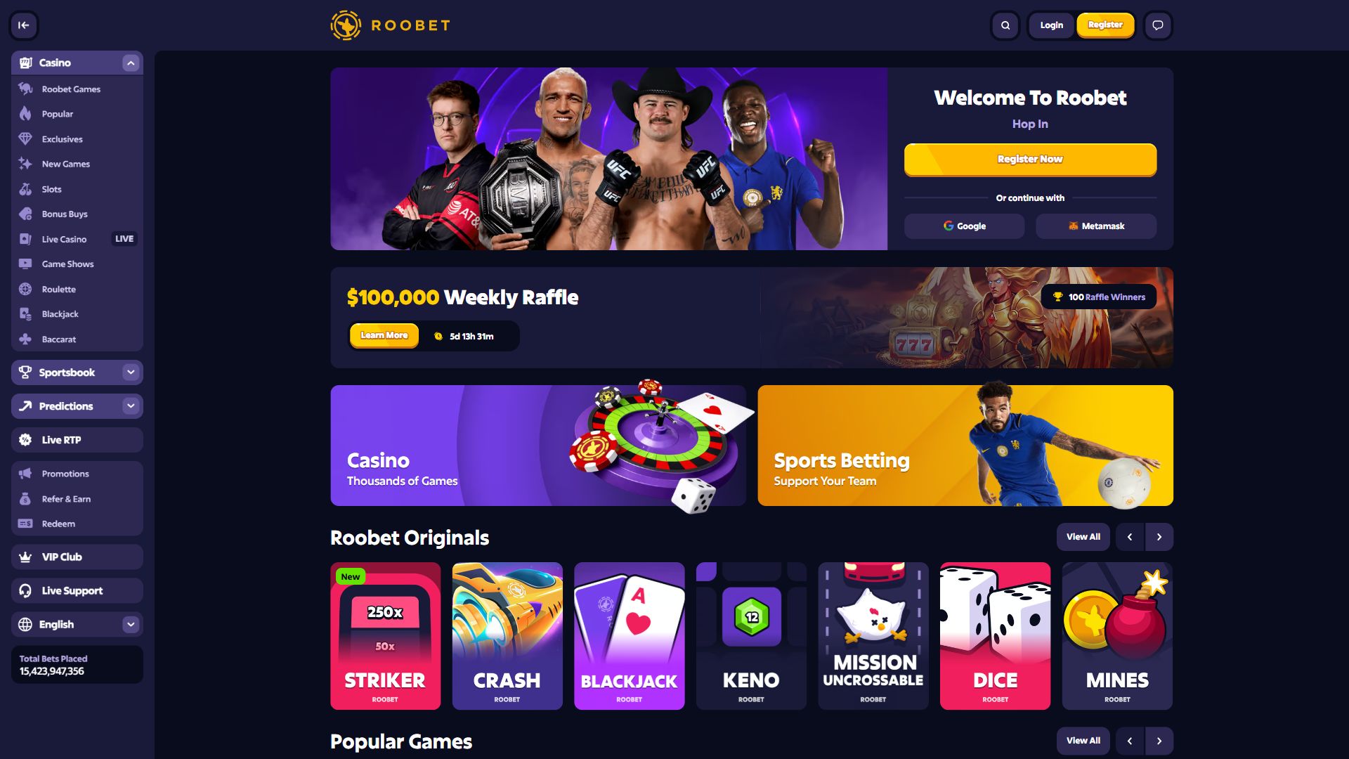 Roobet — Homepage (Desktop)