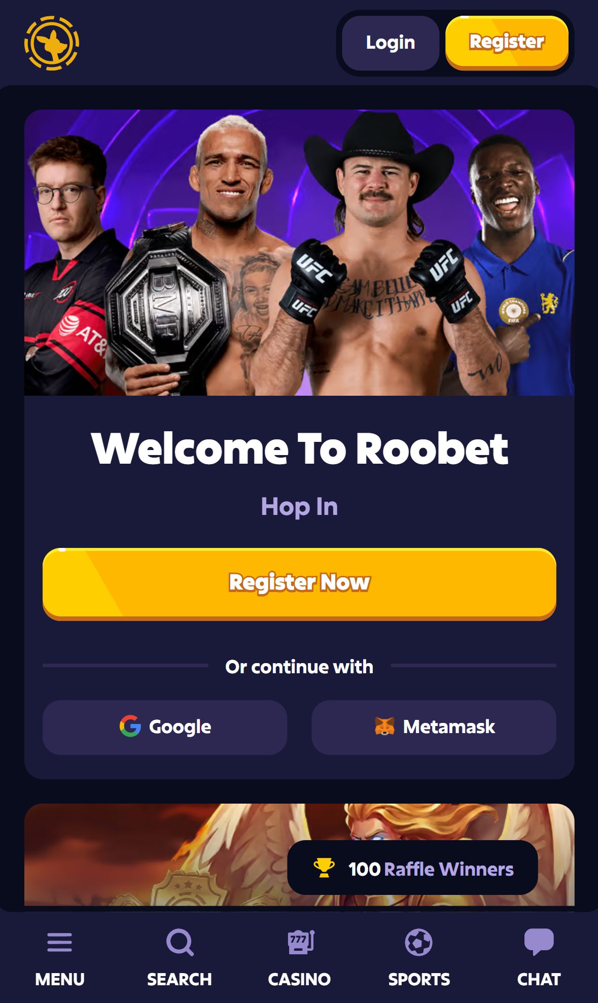 Roobet — Homepage (Mobile)