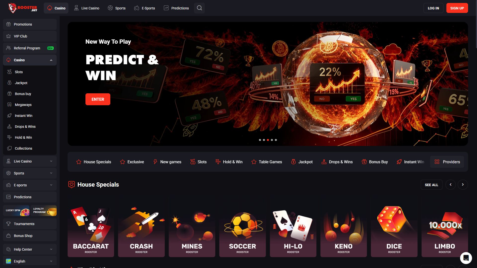 Rooster Bet — Homepage (Desktop)