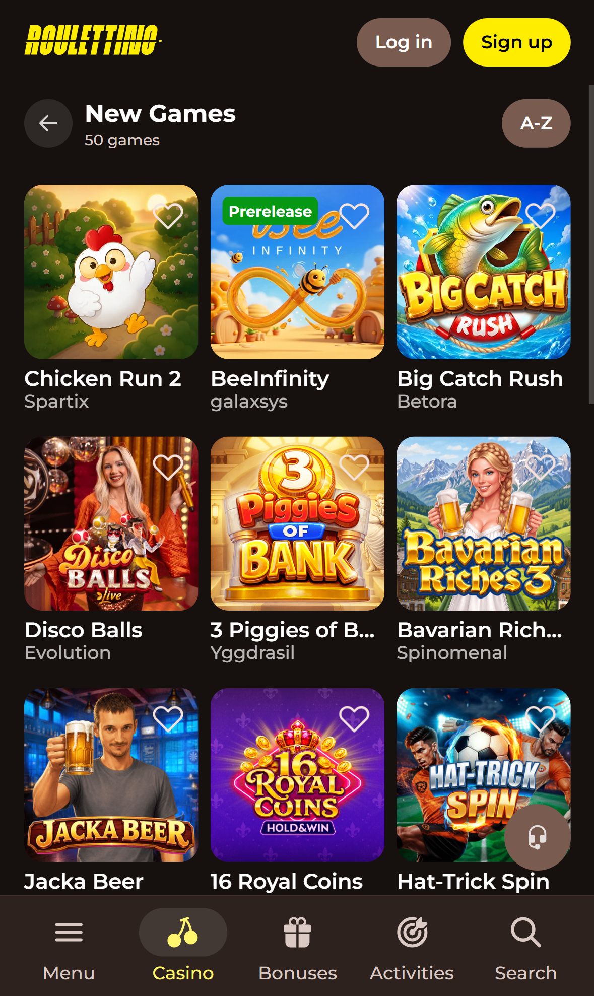 Roulettino — Lobby (Mobile)