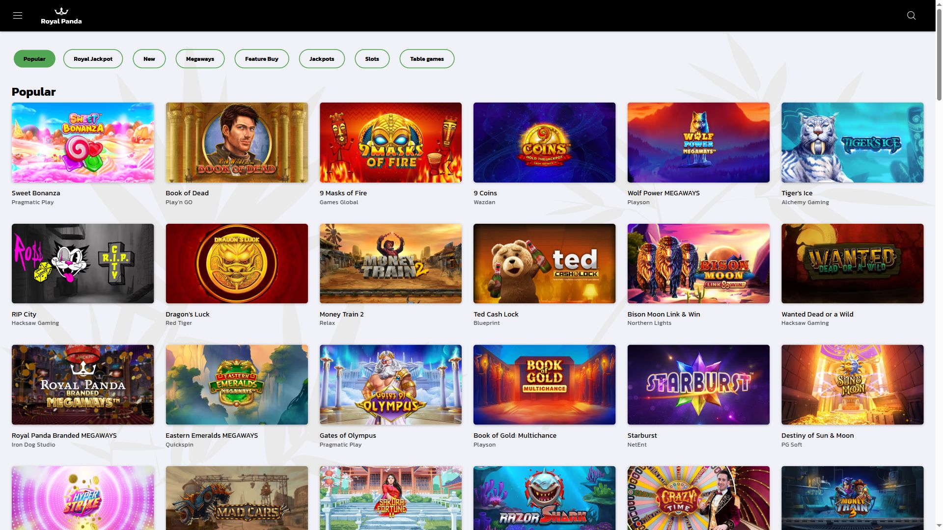 Royal Panda — Lobby (Desktop)