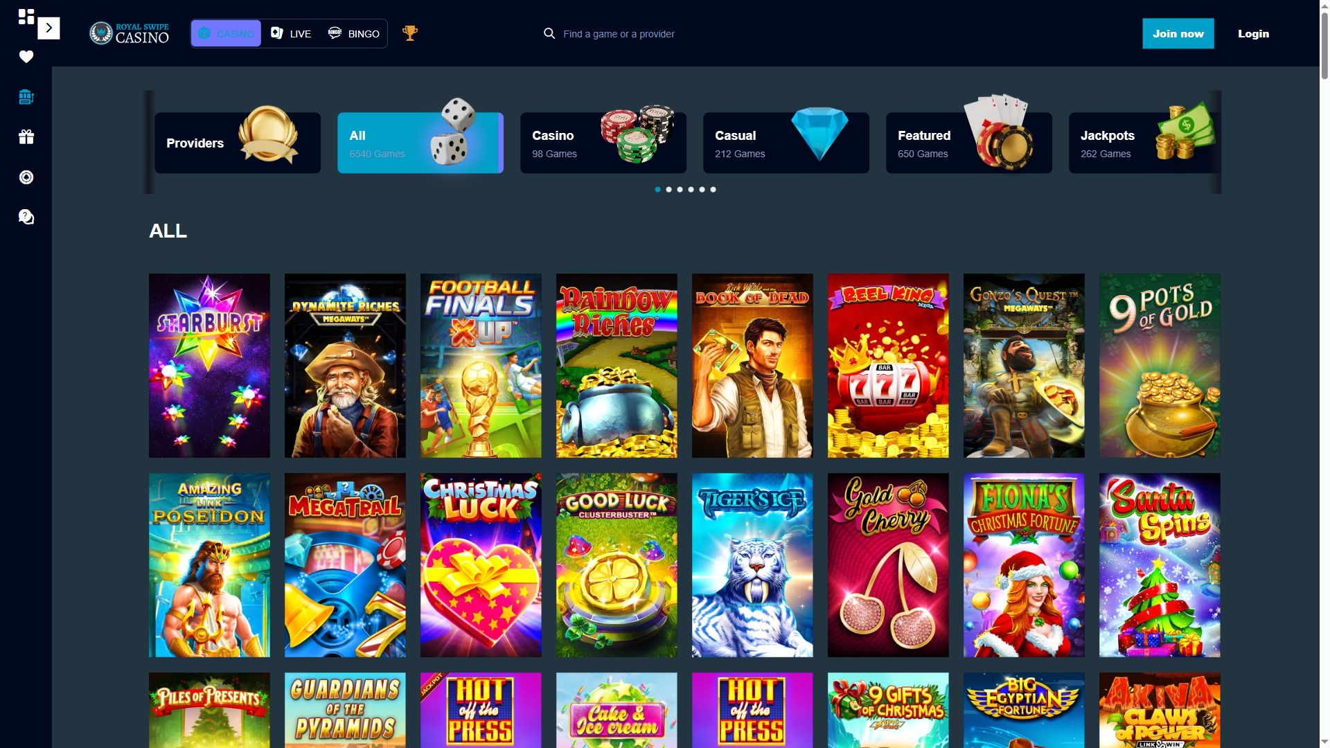 Royal Swipe — Lobby (Desktop)