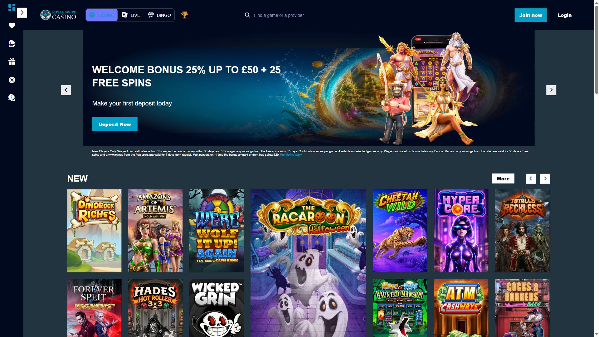 Royal Swipe — Homepage (Desktop)