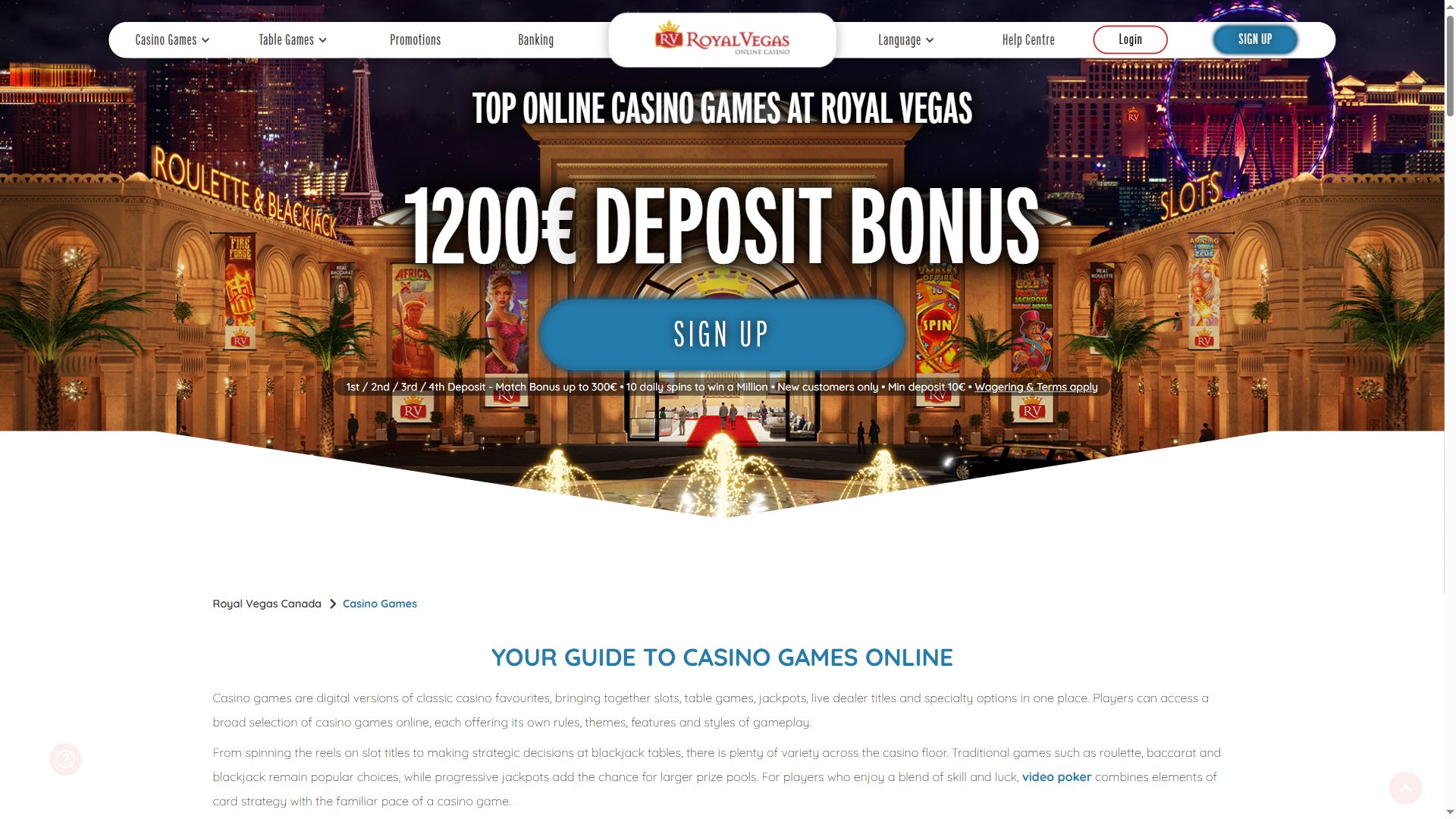 Royal Vegas Casino — Lobby (Desktop)