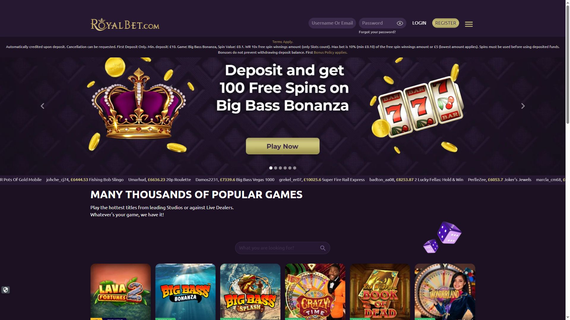 Royalbet — Homepage (Desktop)