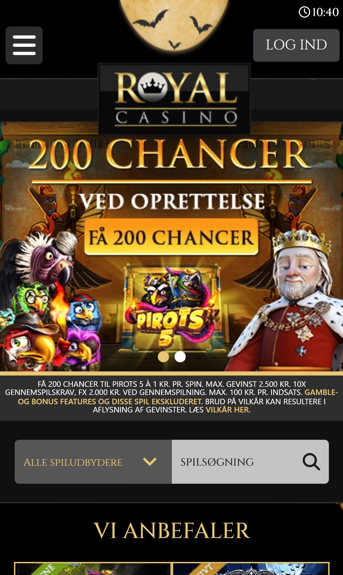 RoyalCasino — Homepage (Mobile)