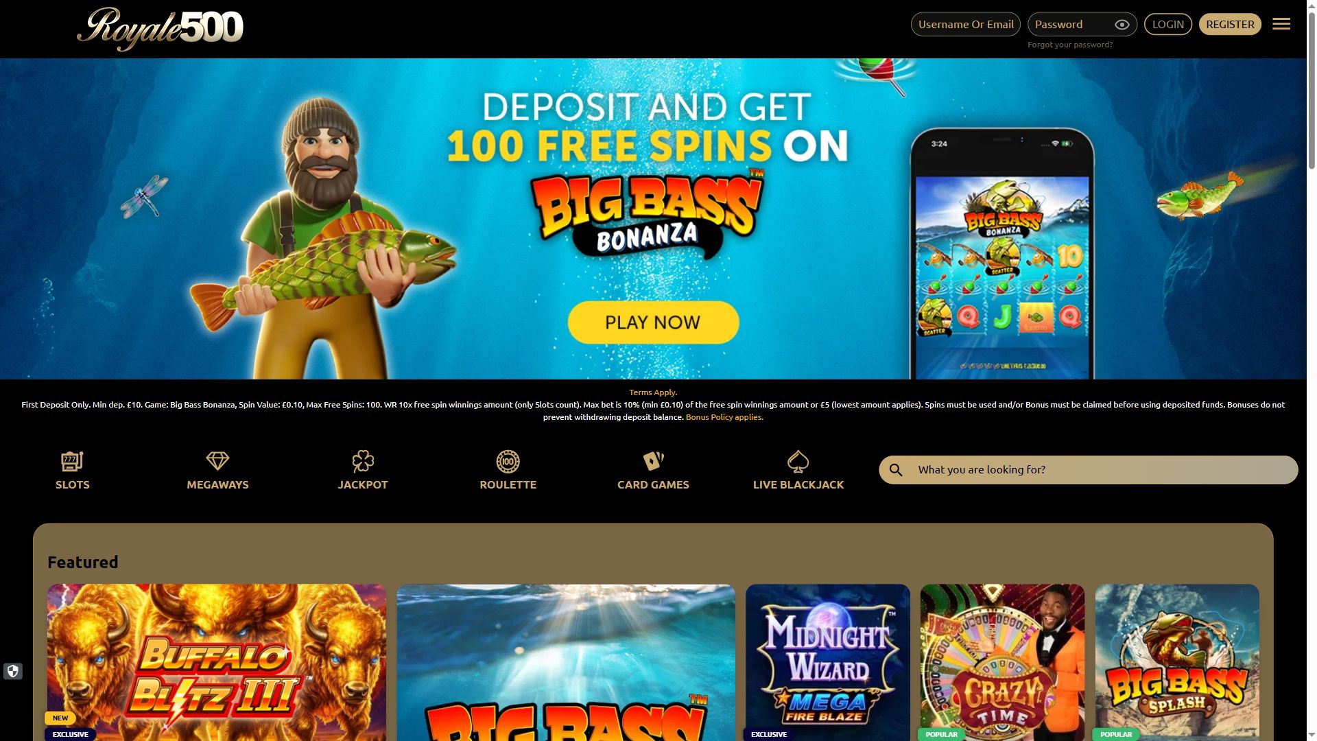 Royale500 — Homepage (Desktop)
