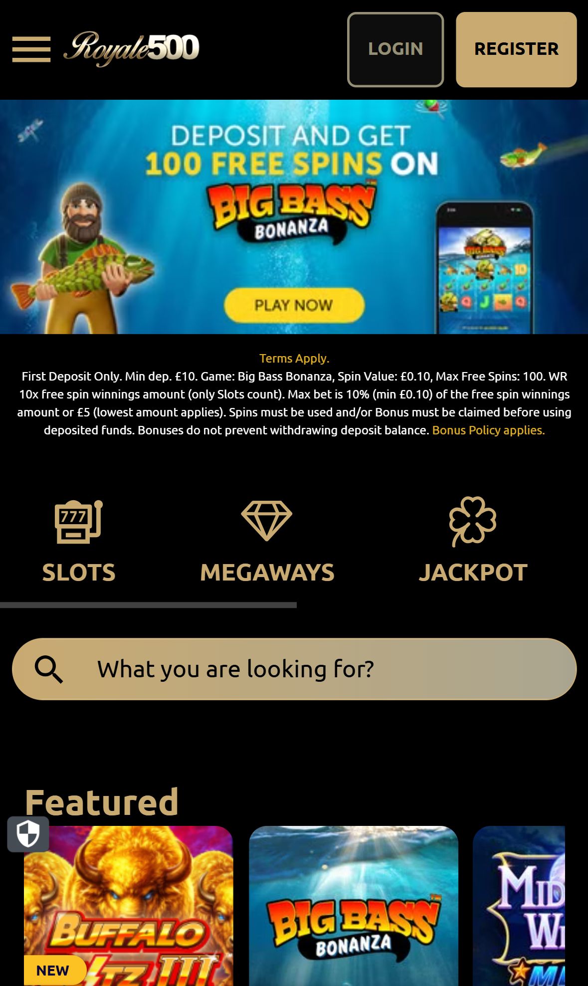 Royale500 — Homepage (Mobile)
