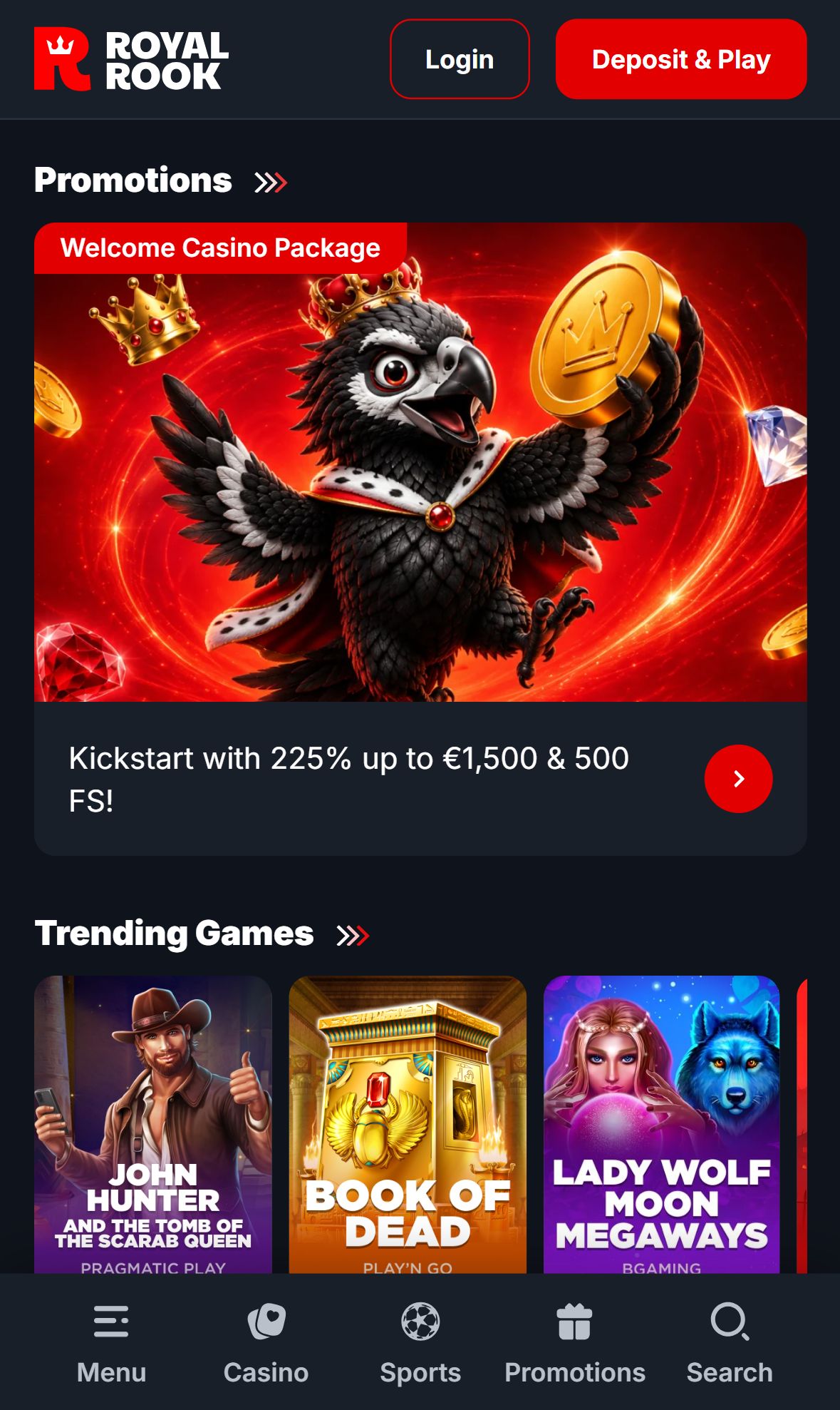 Royal Rook — Homepage (Mobile)