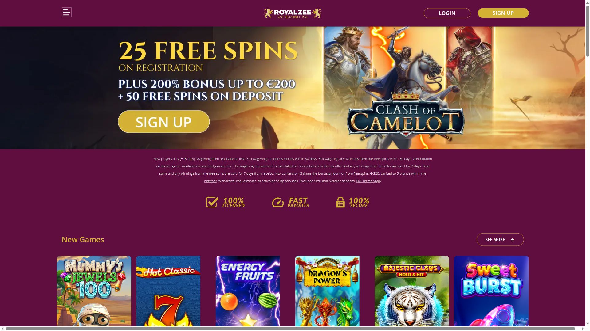 Royalzee — Homepage (Desktop)