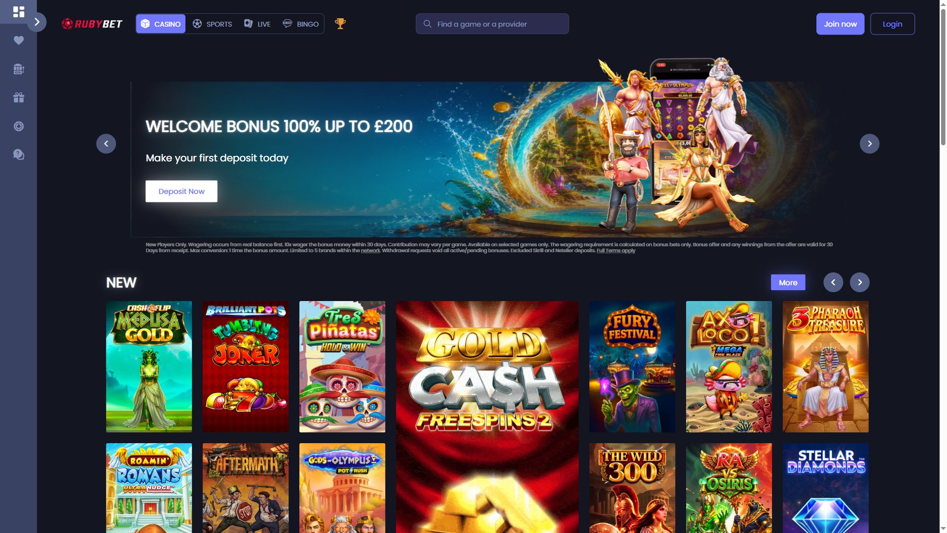 Ruby Bet — Homepage (Desktop)