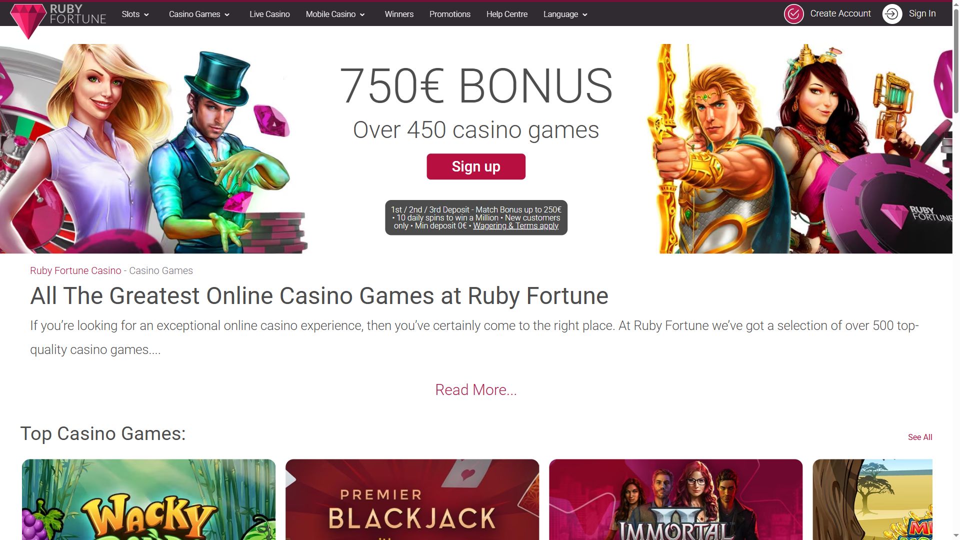 Ruby Fortune — Lobby (Desktop)