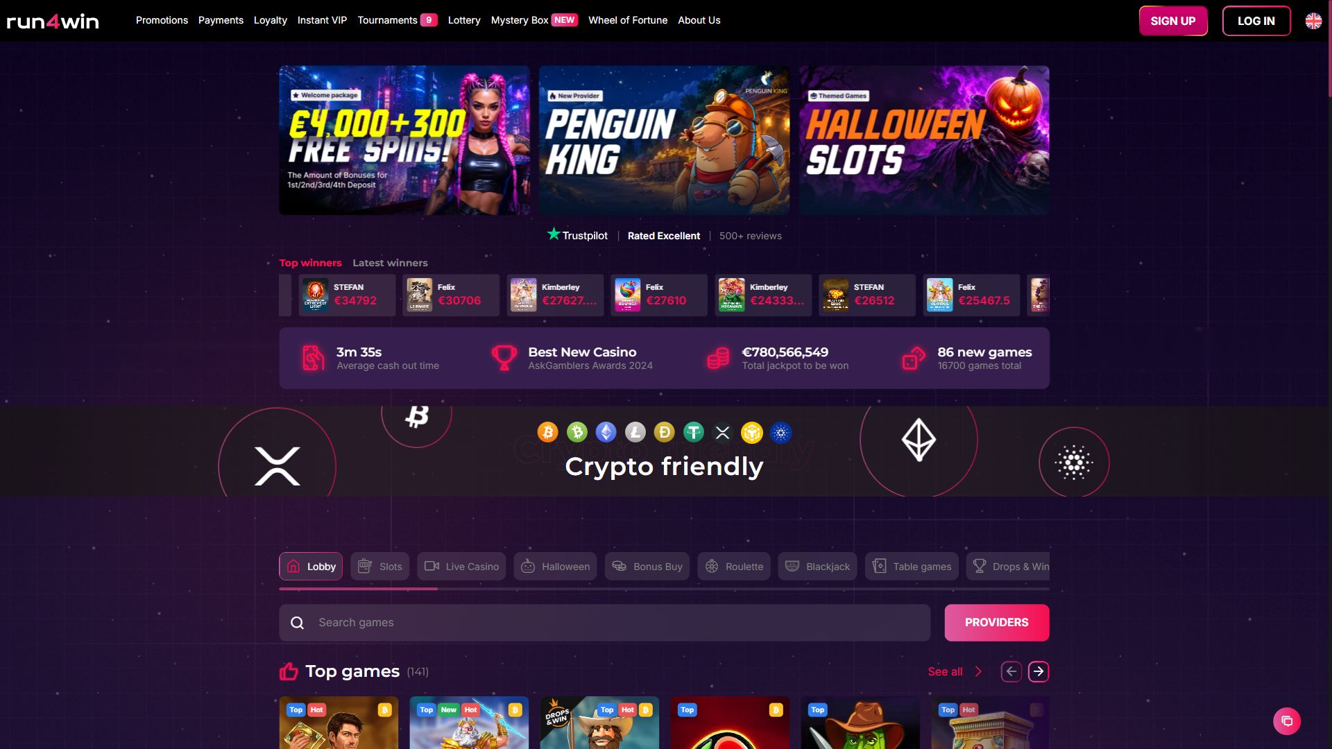 Run4Win — Homepage (Desktop)