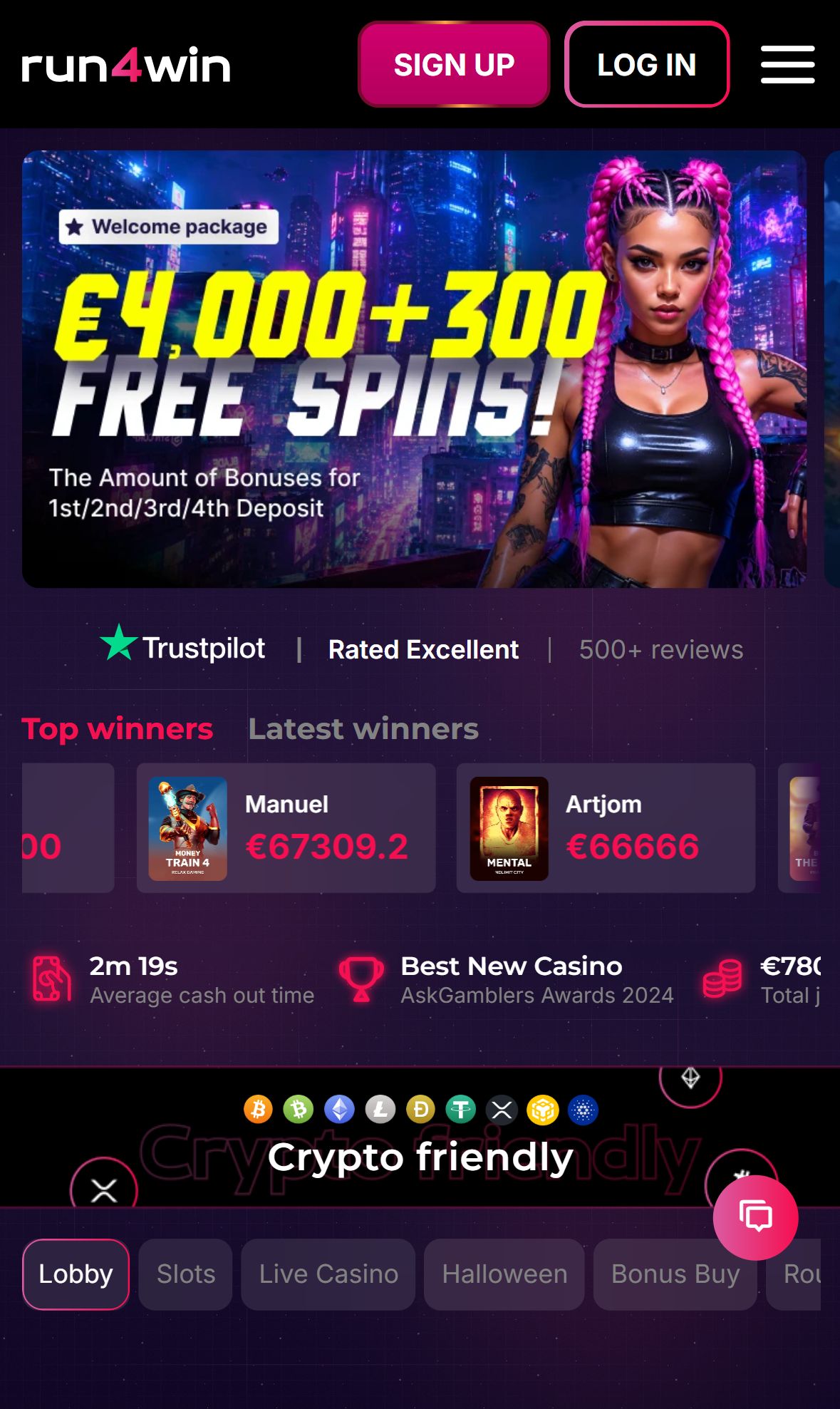 Run4Win — Homepage (Mobile)