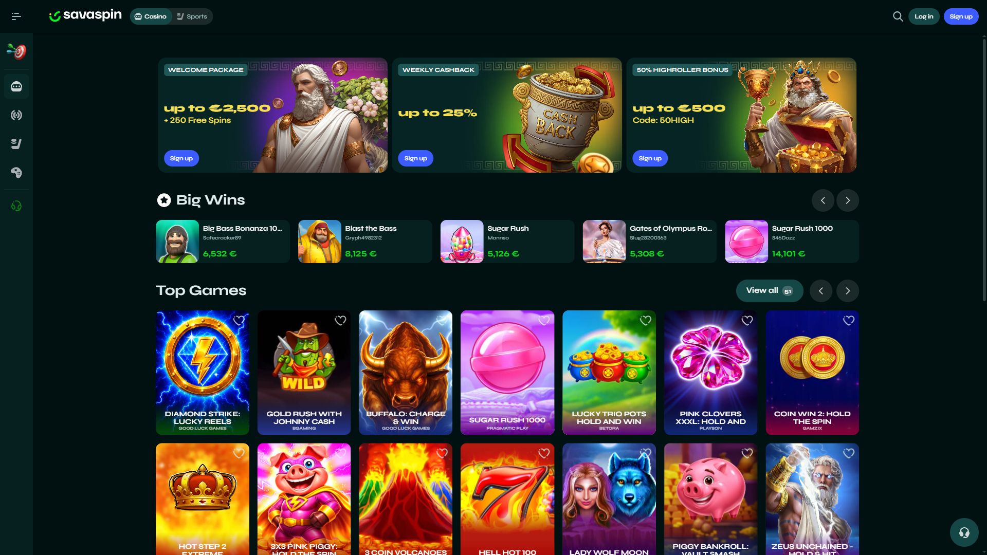 Savaspin — Homepage (Desktop)