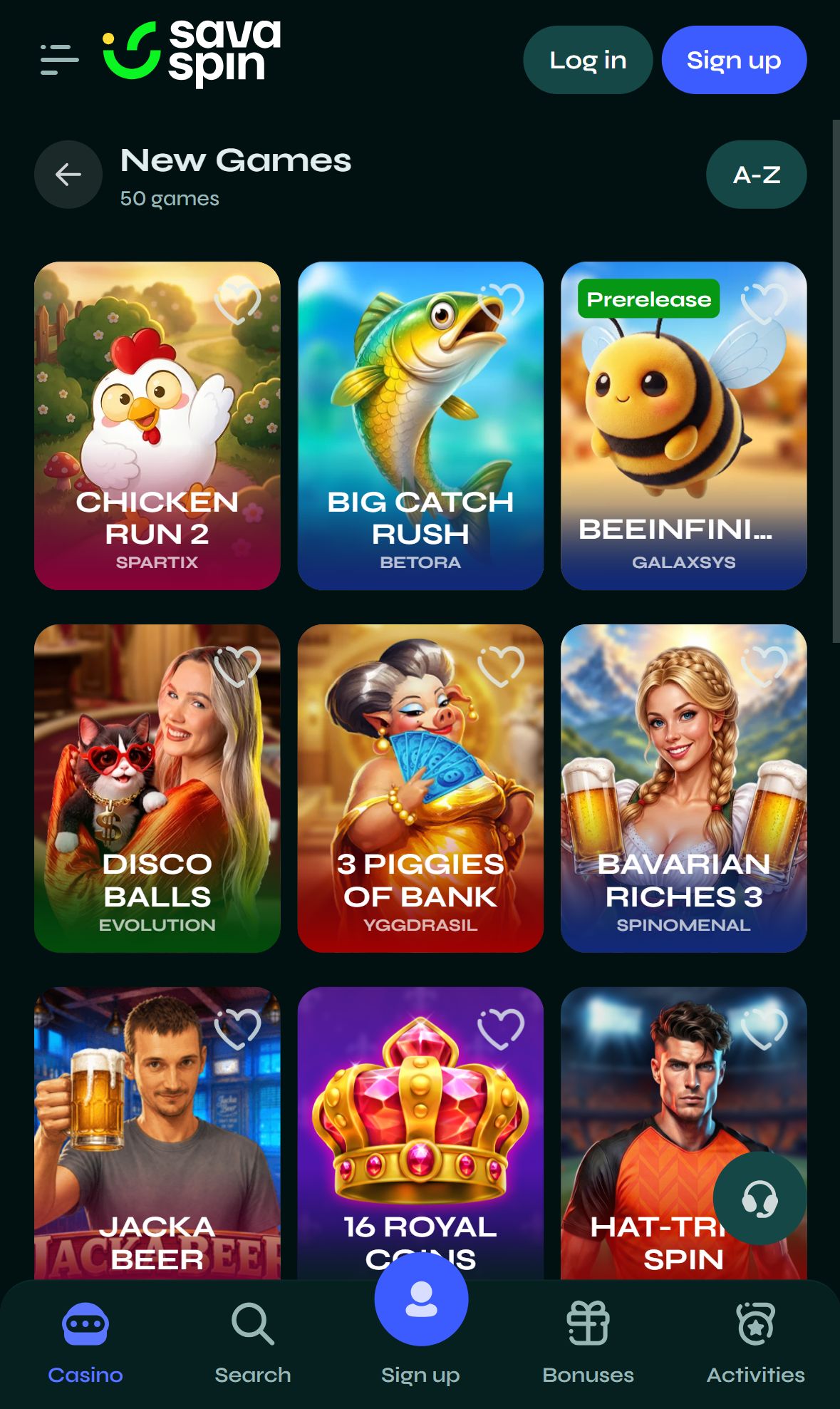 Savaspin — Lobby (Mobile)